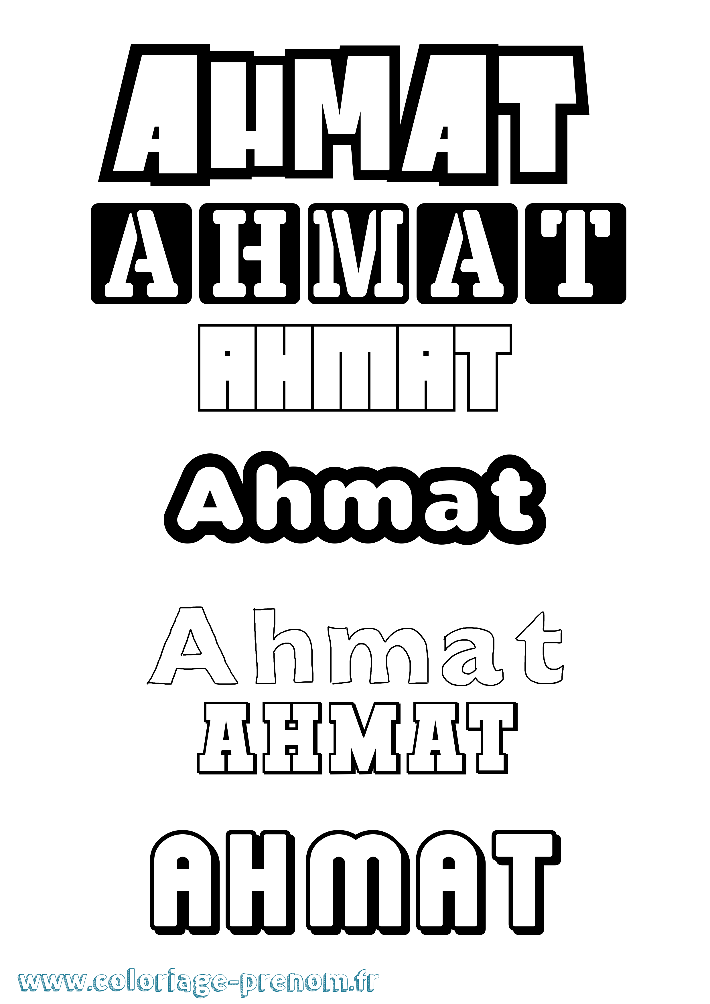 Coloriage prénom Ahmat Simple