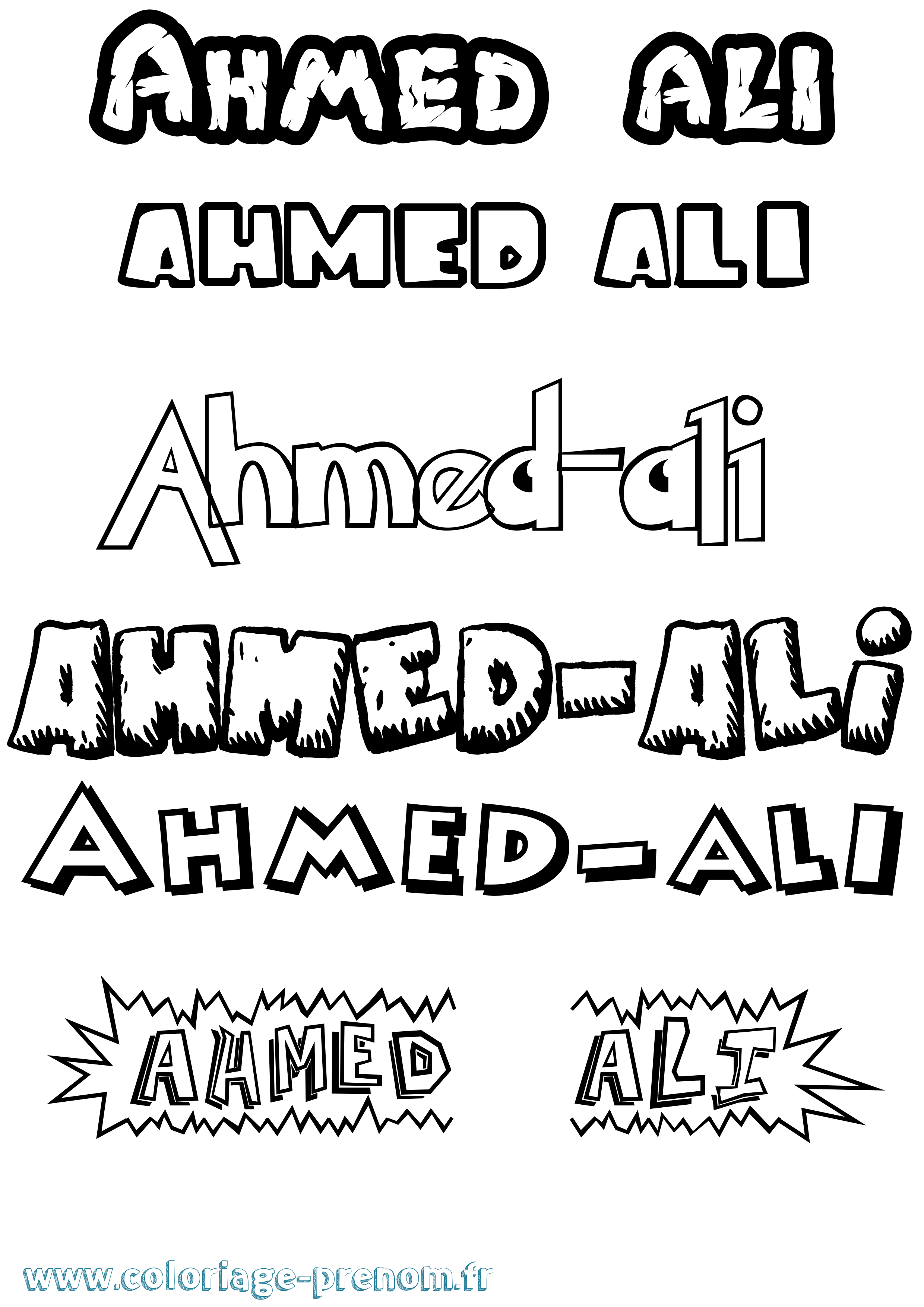 Coloriage prénom Ahmed-Ali Dessin Animé