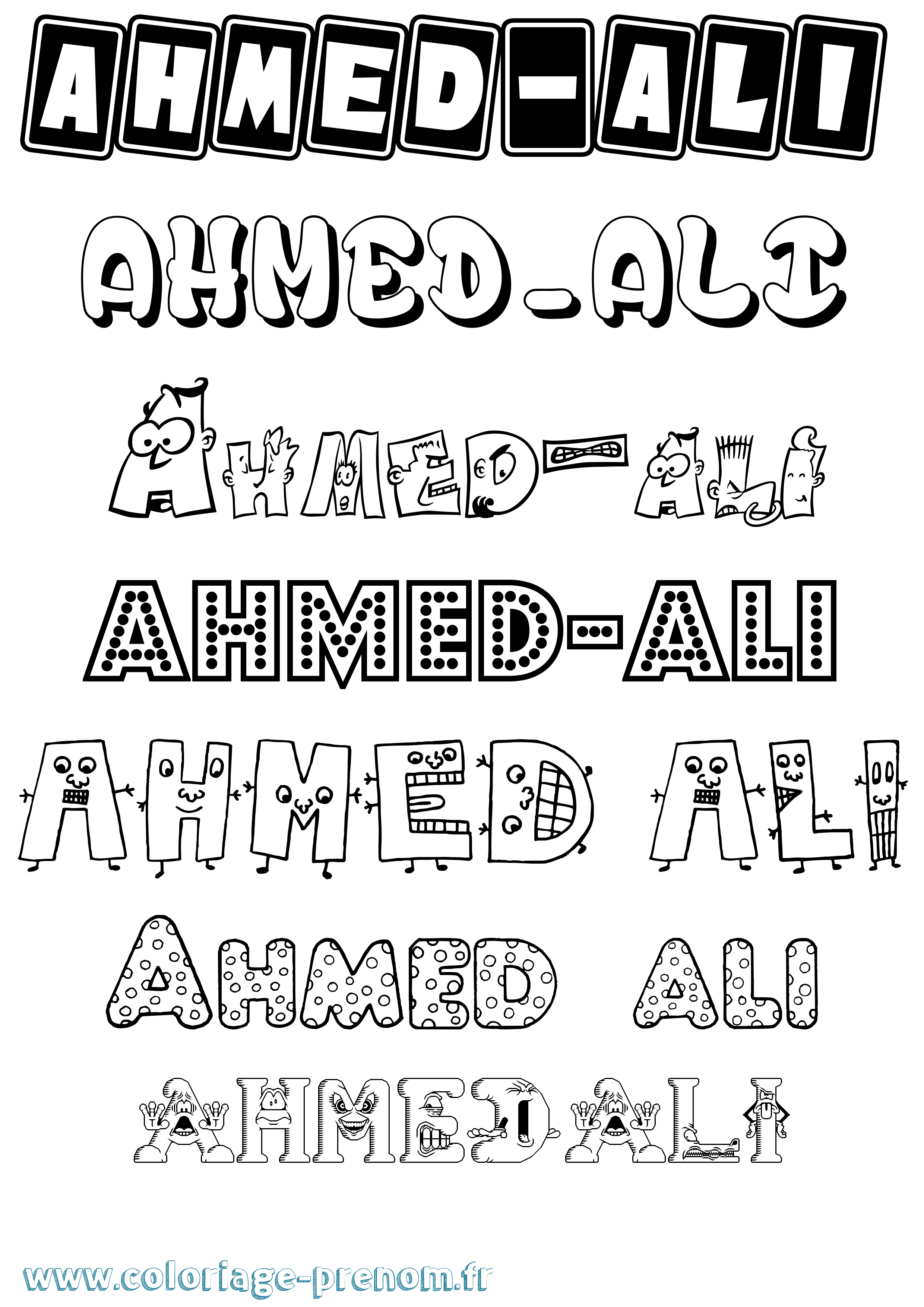 Coloriage prénom Ahmed-Ali Fun