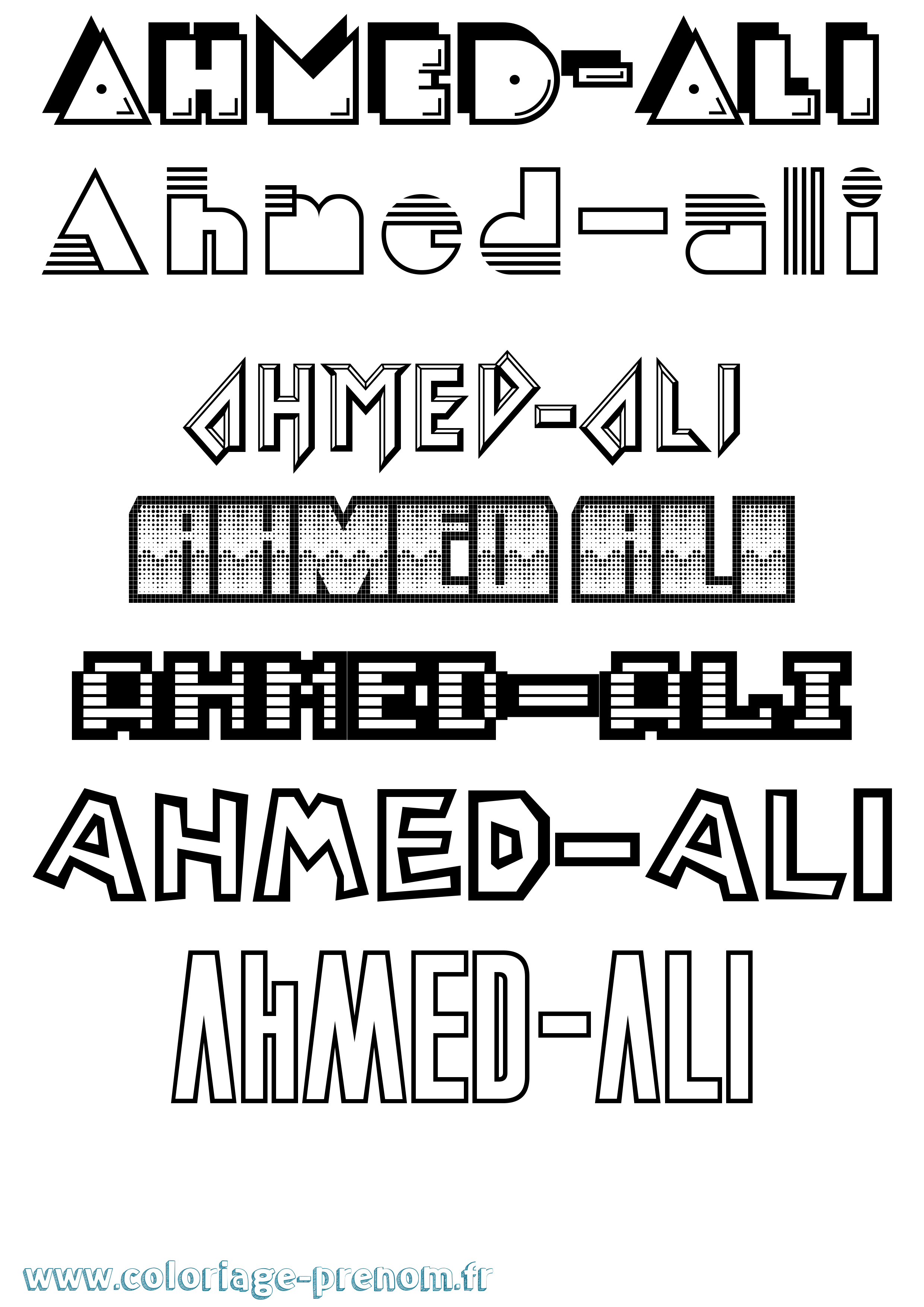 Coloriage prénom Ahmed-Ali Jeux Vidéos