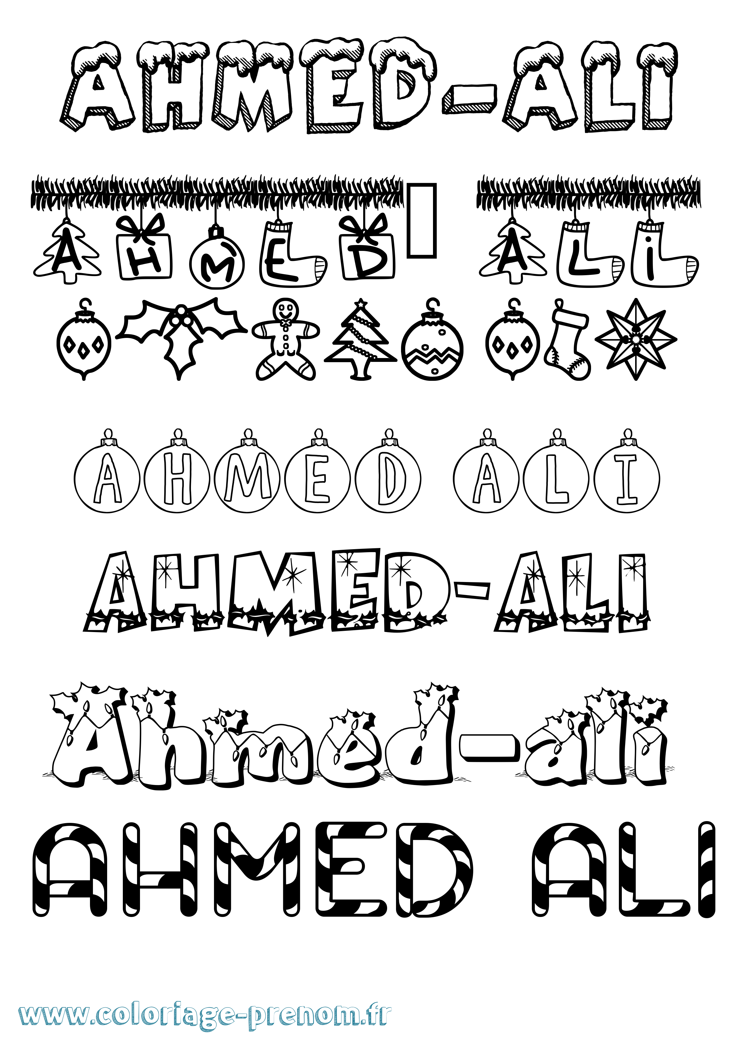 Coloriage prénom Ahmed-Ali Noël