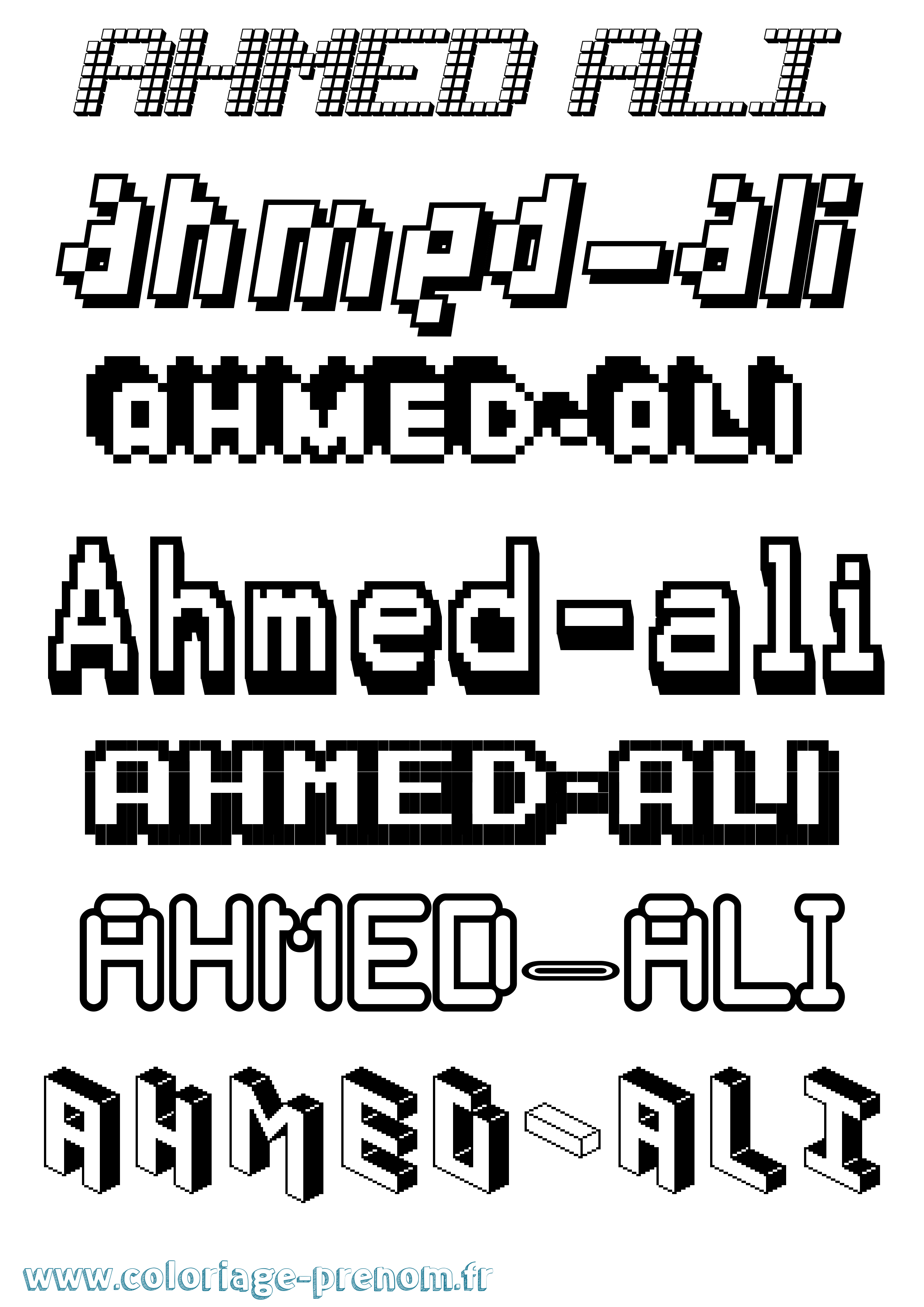 Coloriage prénom Ahmed-Ali Pixel