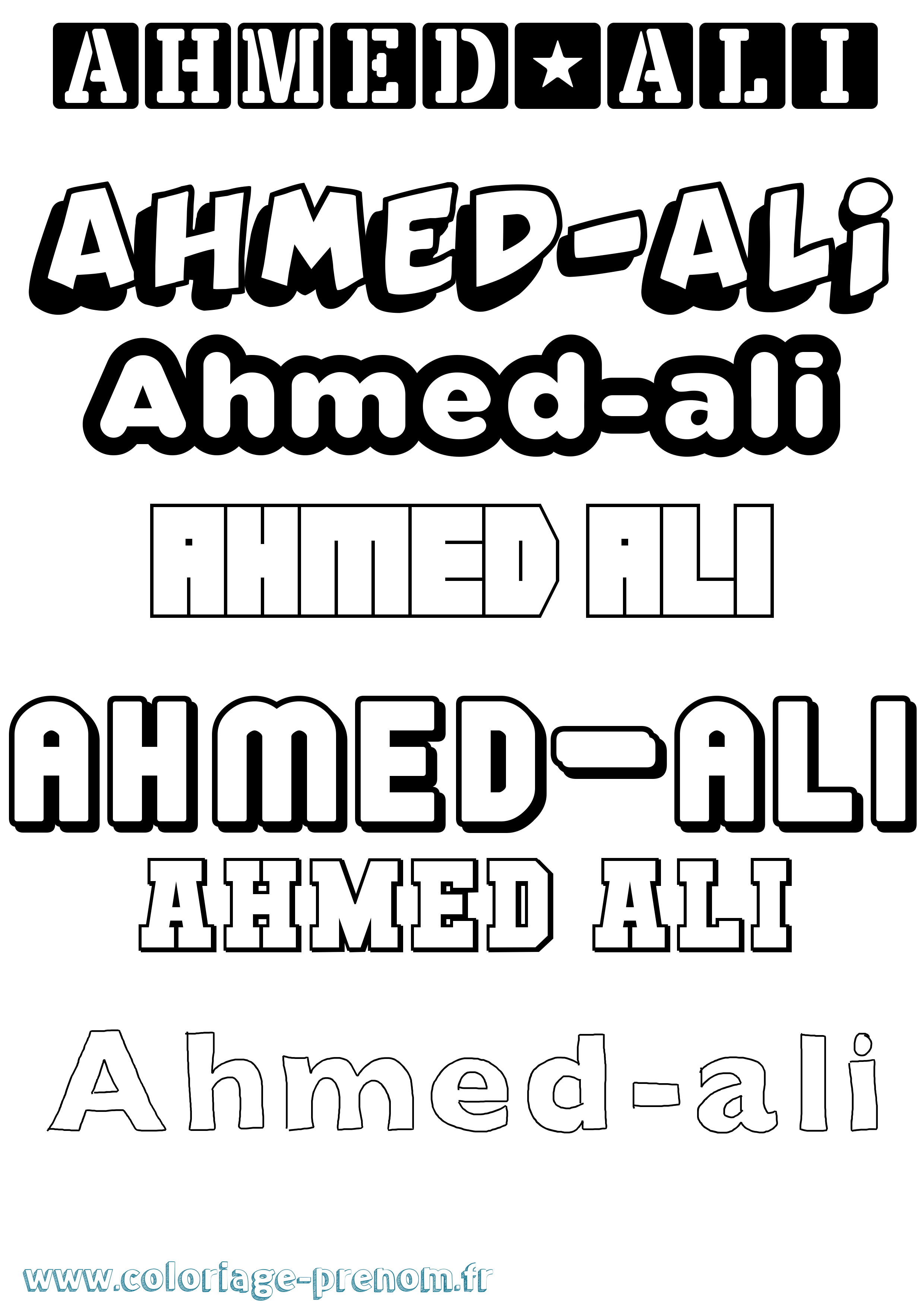 Coloriage prénom Ahmed-Ali Simple