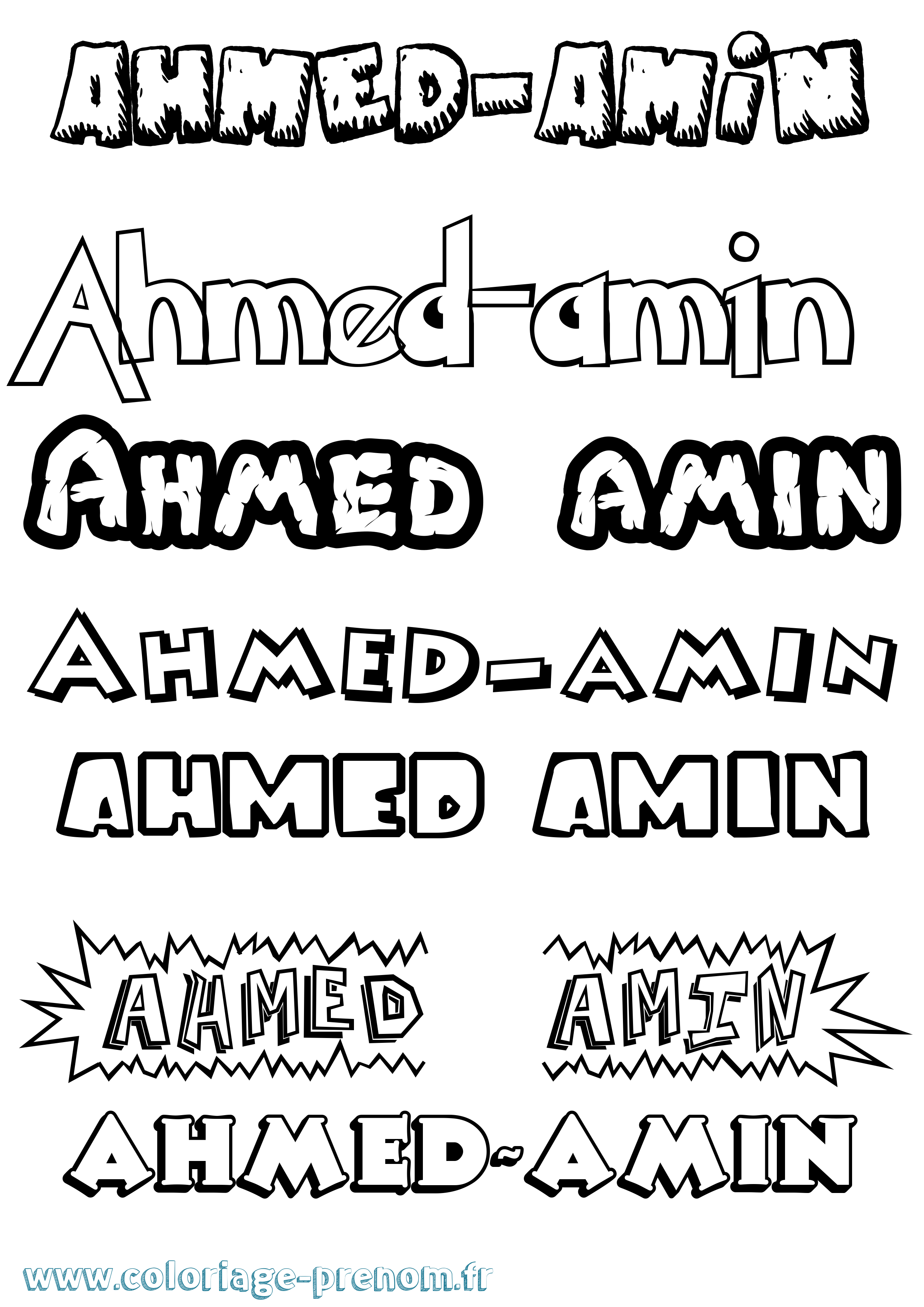 Coloriage prénom Ahmed-Amin Dessin Animé