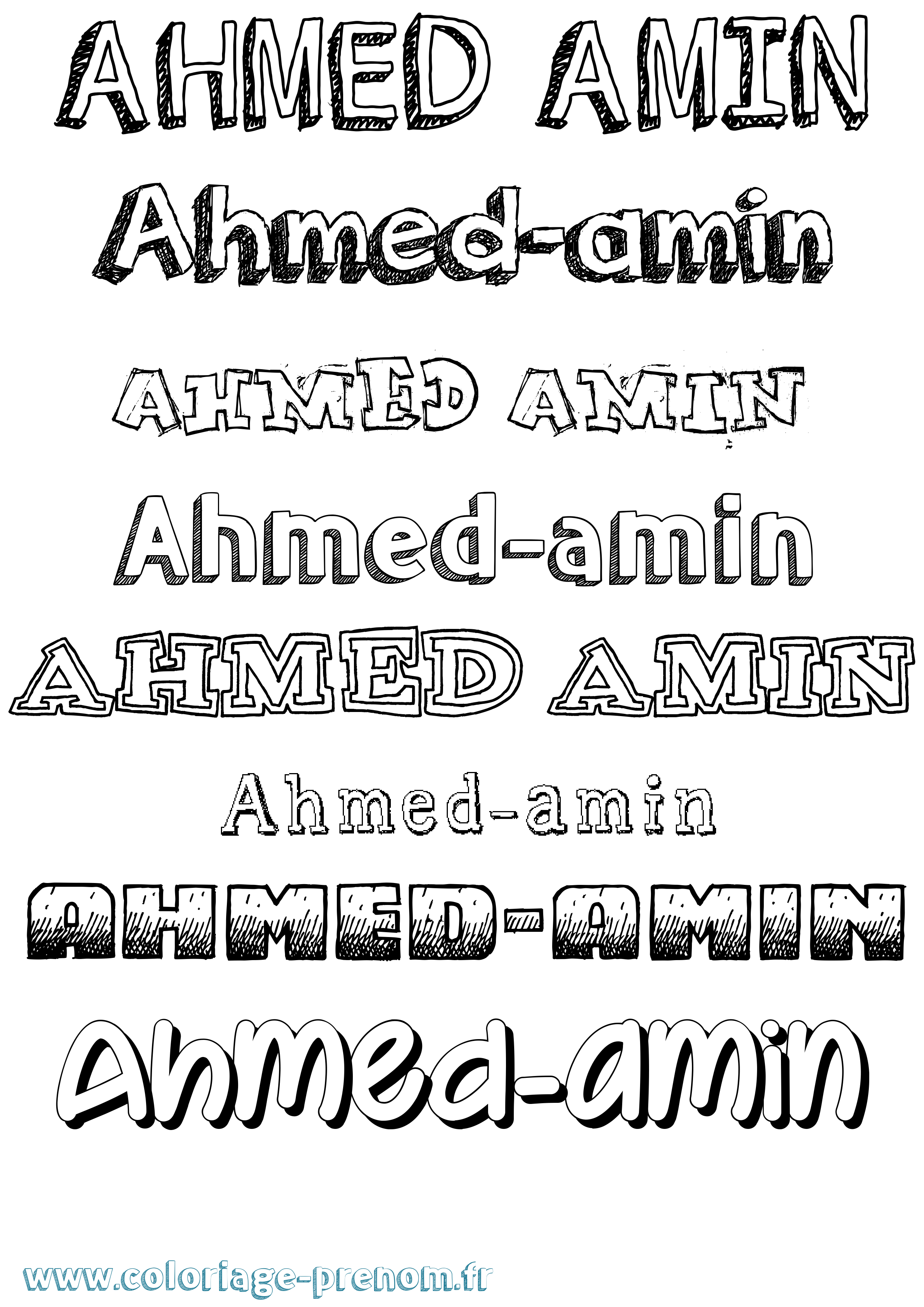Coloriage prénom Ahmed-Amin Dessiné
