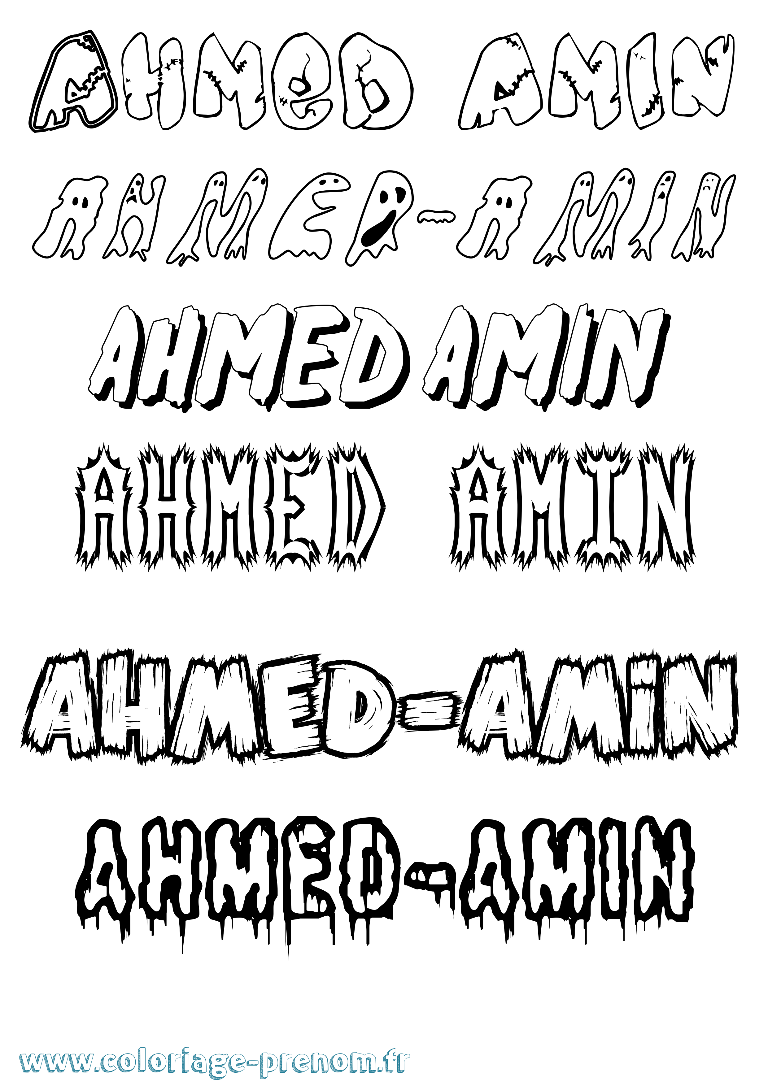 Coloriage prénom Ahmed-Amin Frisson