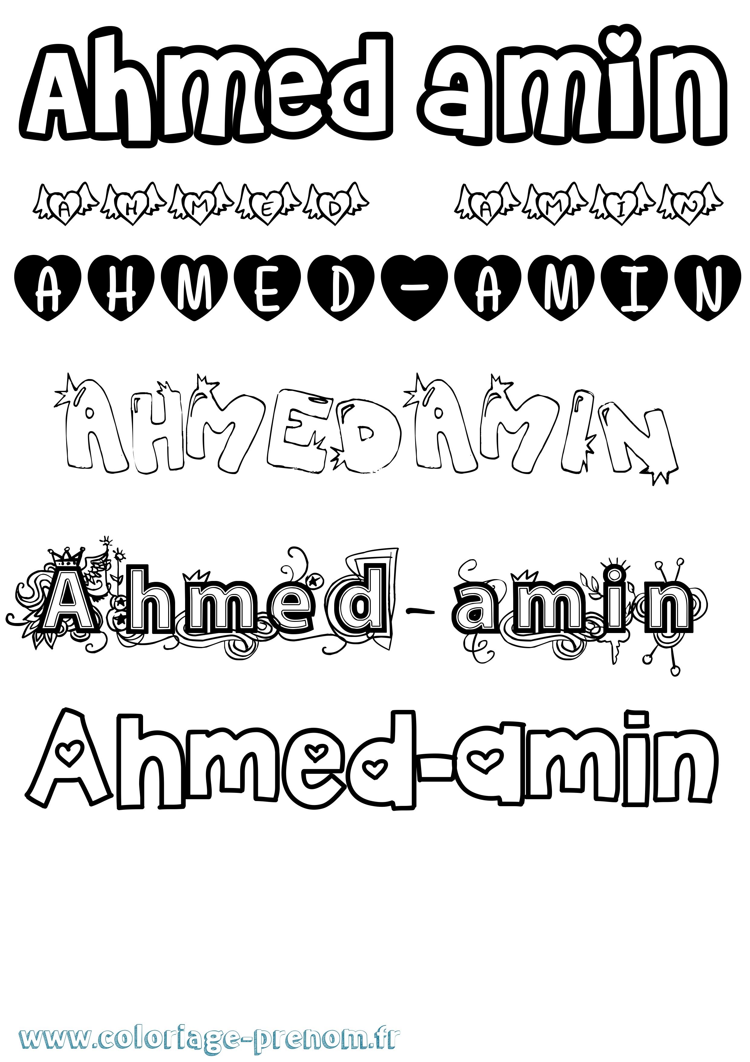 Coloriage prénom Ahmed-Amin Girly