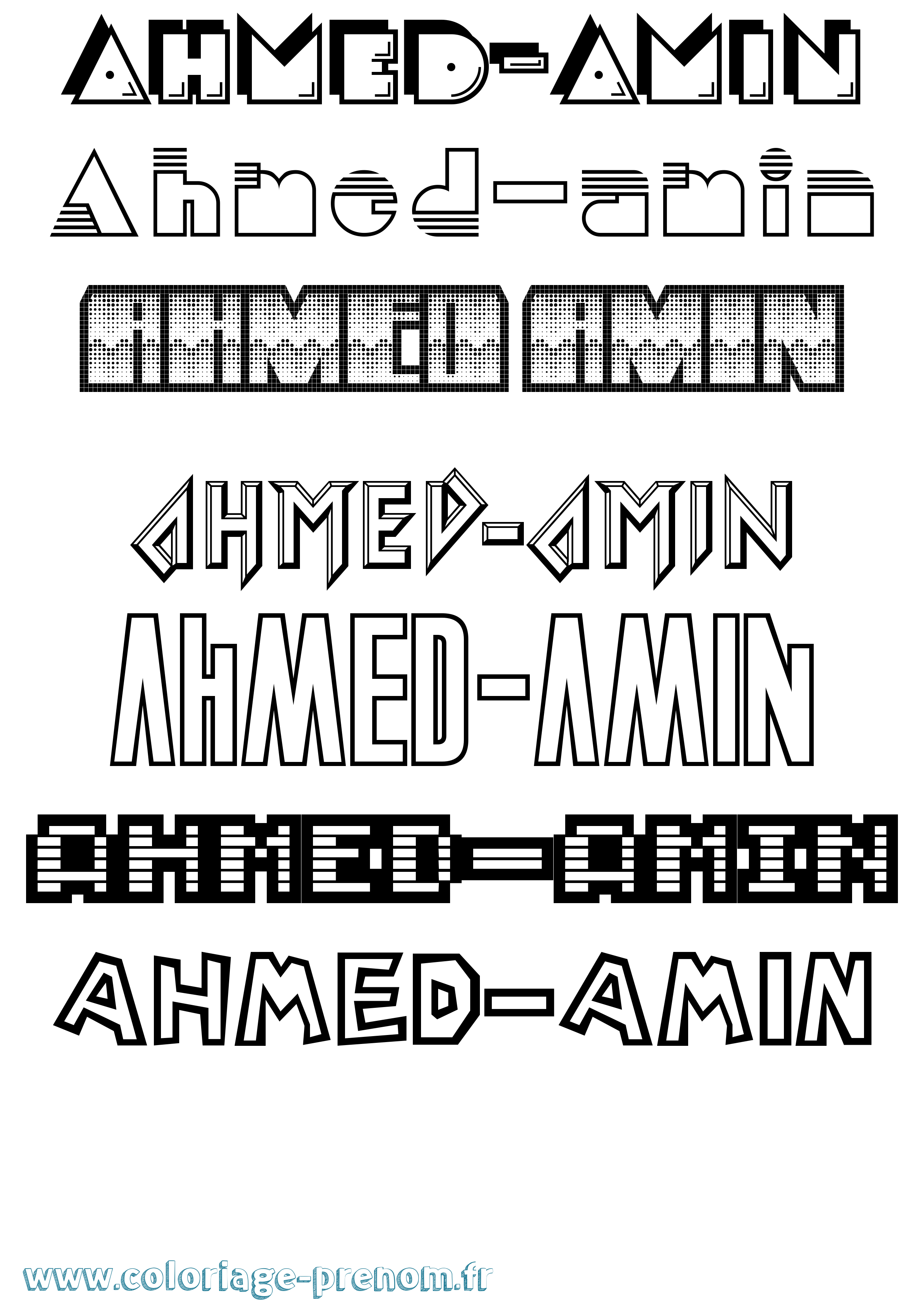 Coloriage prénom Ahmed-Amin Jeux Vidéos