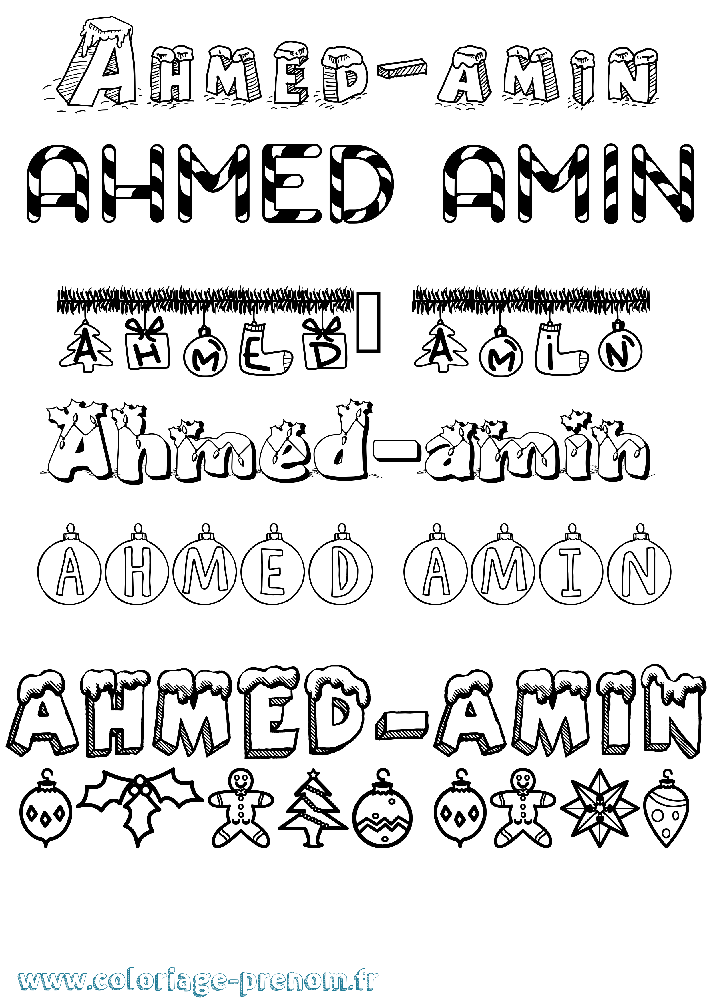 Coloriage prénom Ahmed-Amin Noël