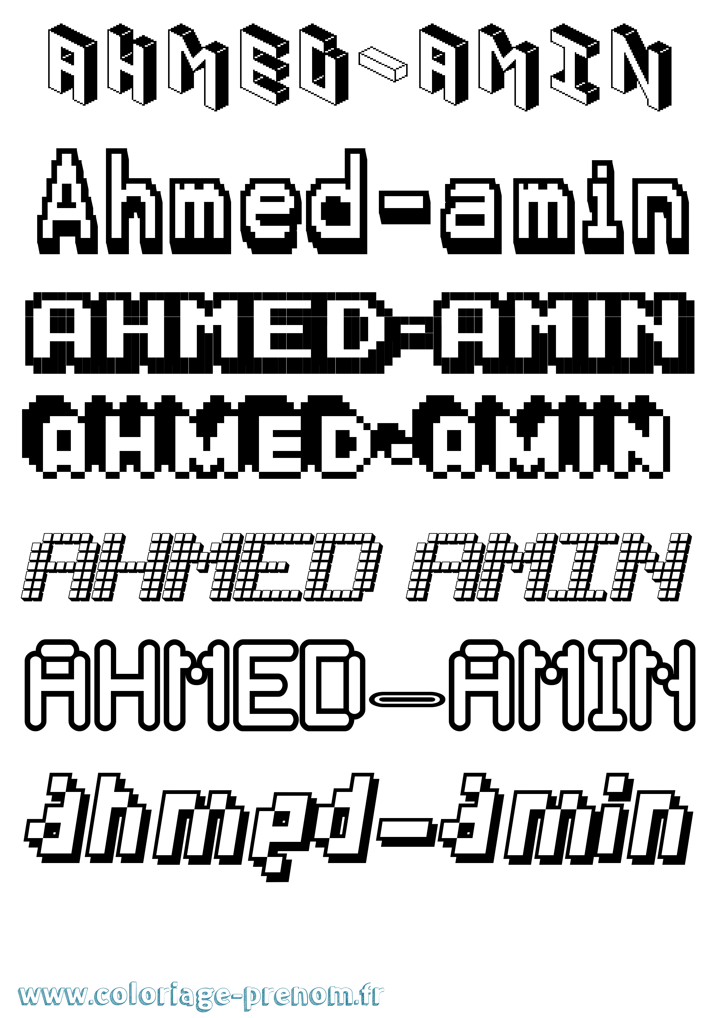 Coloriage prénom Ahmed-Amin Pixel