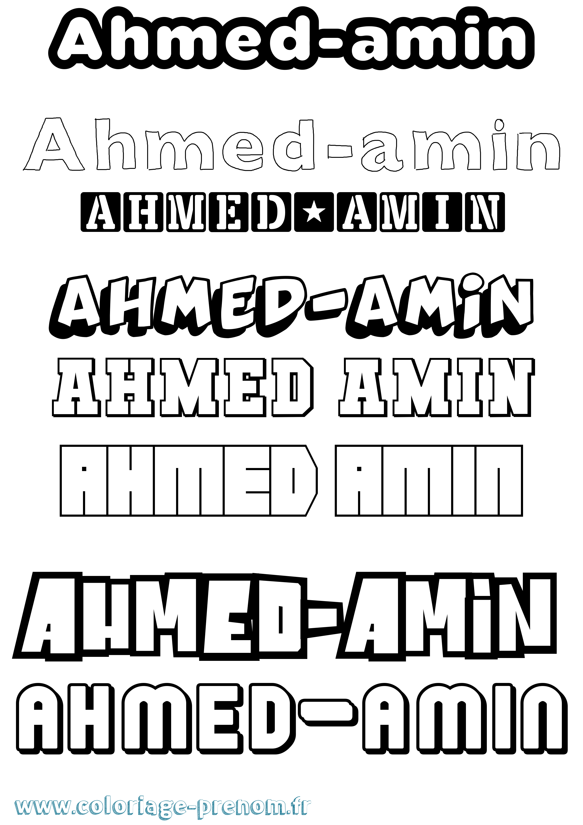 Coloriage prénom Ahmed-Amin Simple