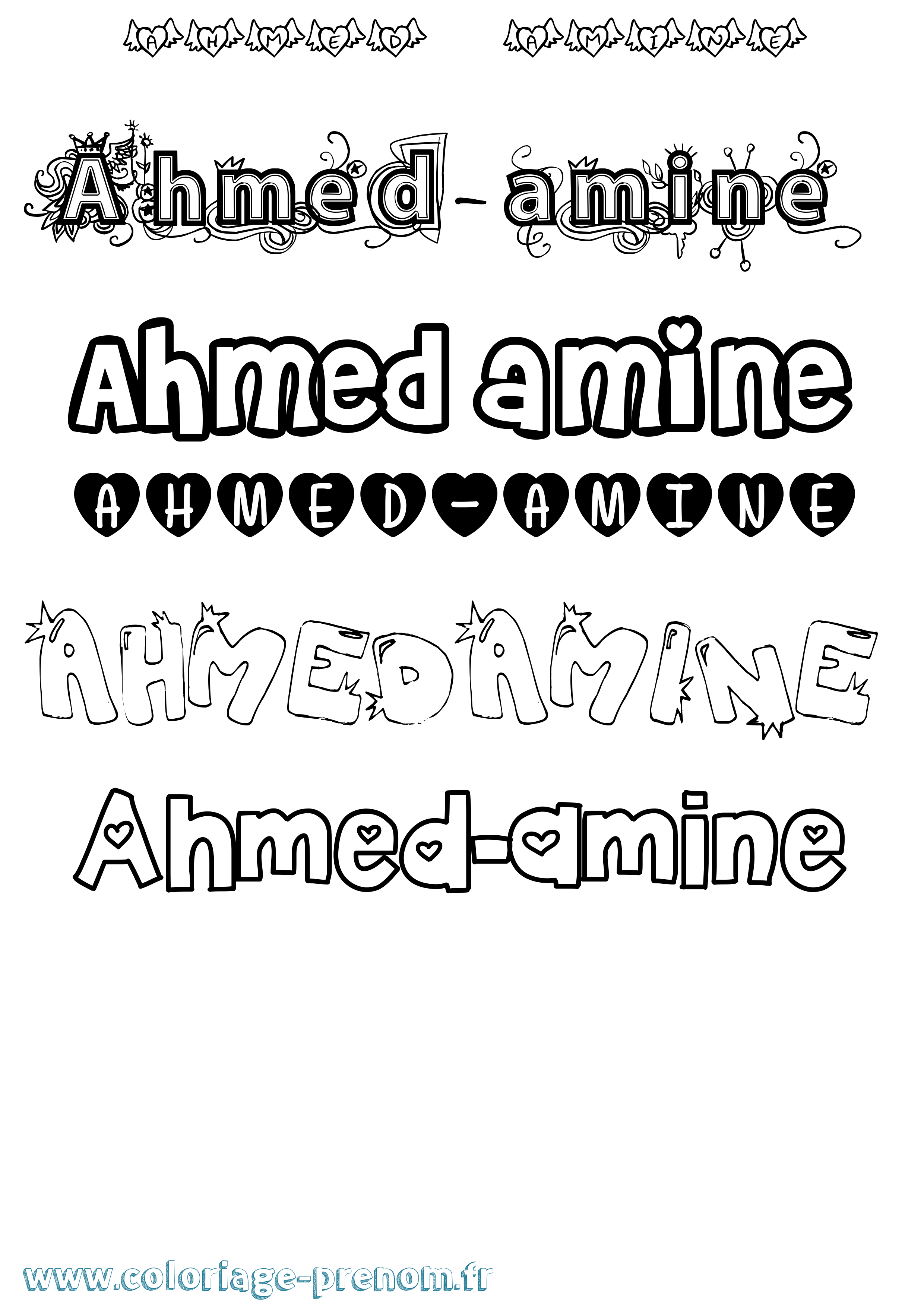 Coloriage prénom Ahmed-Amine Girly