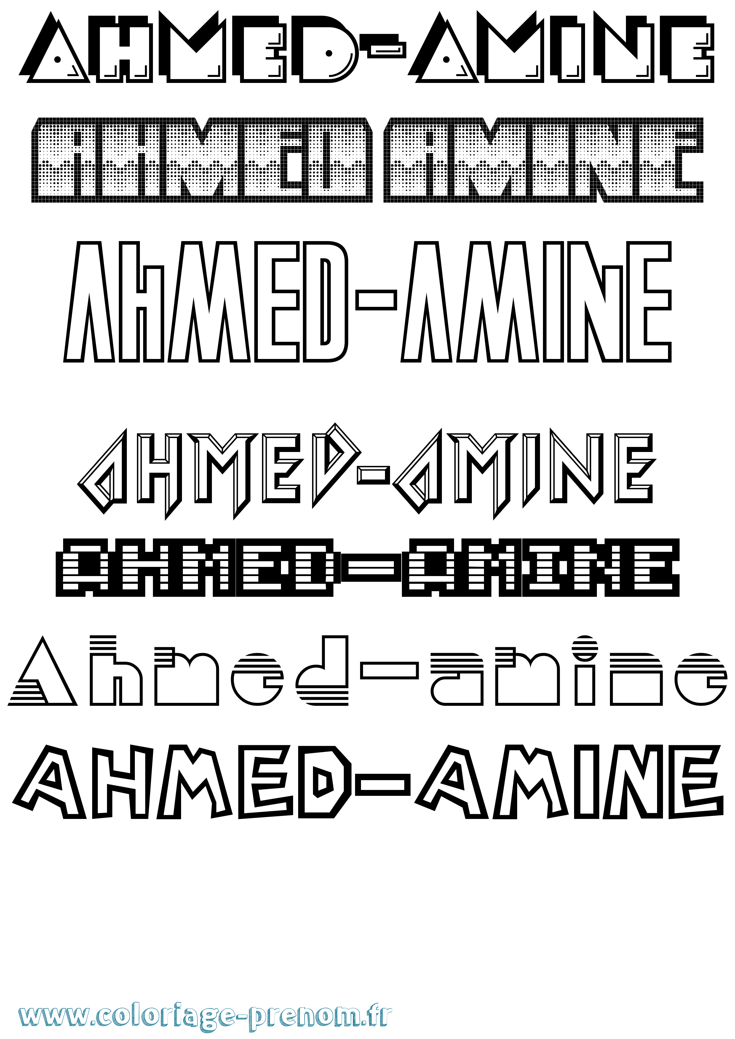 Coloriage prénom Ahmed-Amine Jeux Vidéos
