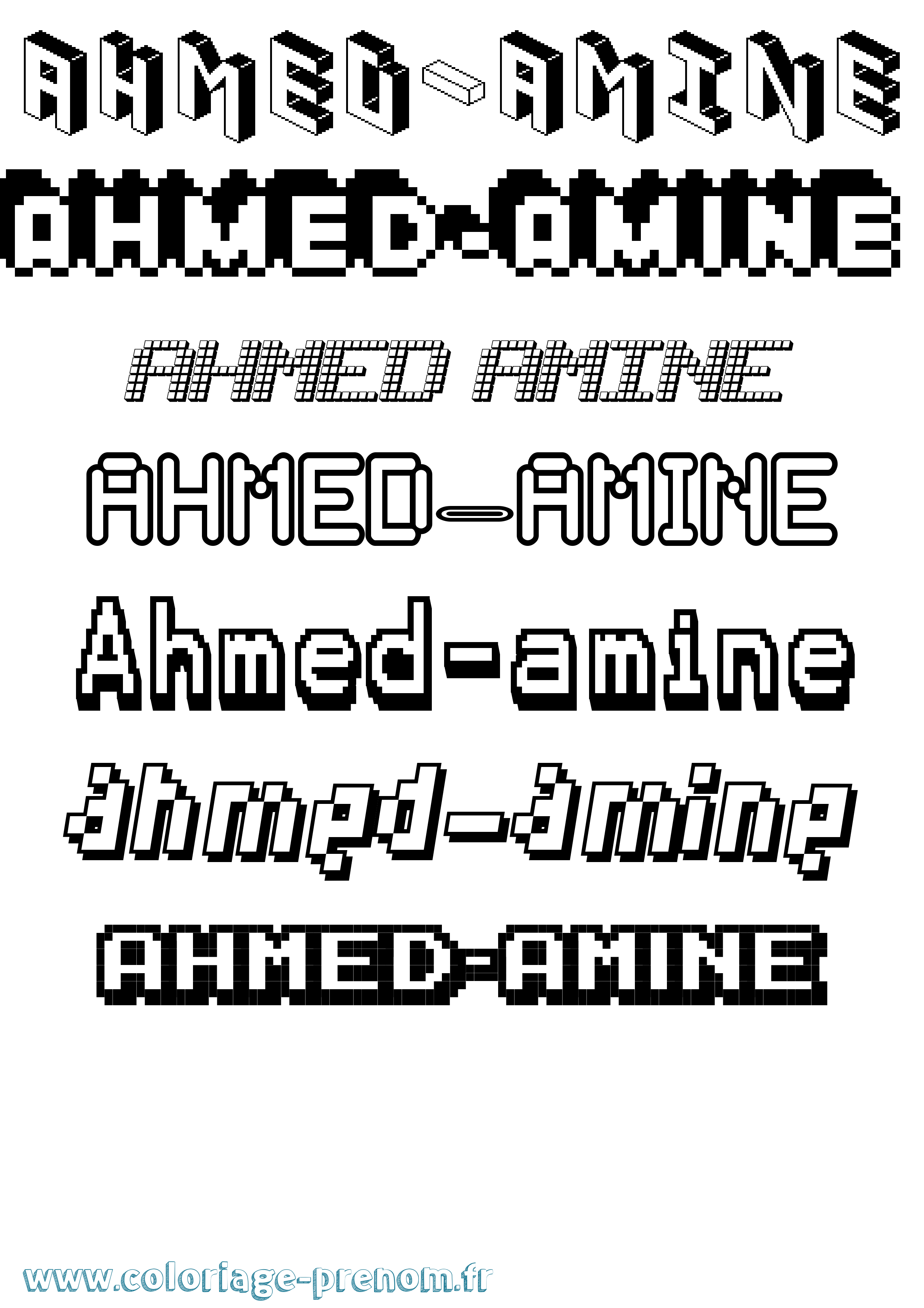 Coloriage prénom Ahmed-Amine Pixel