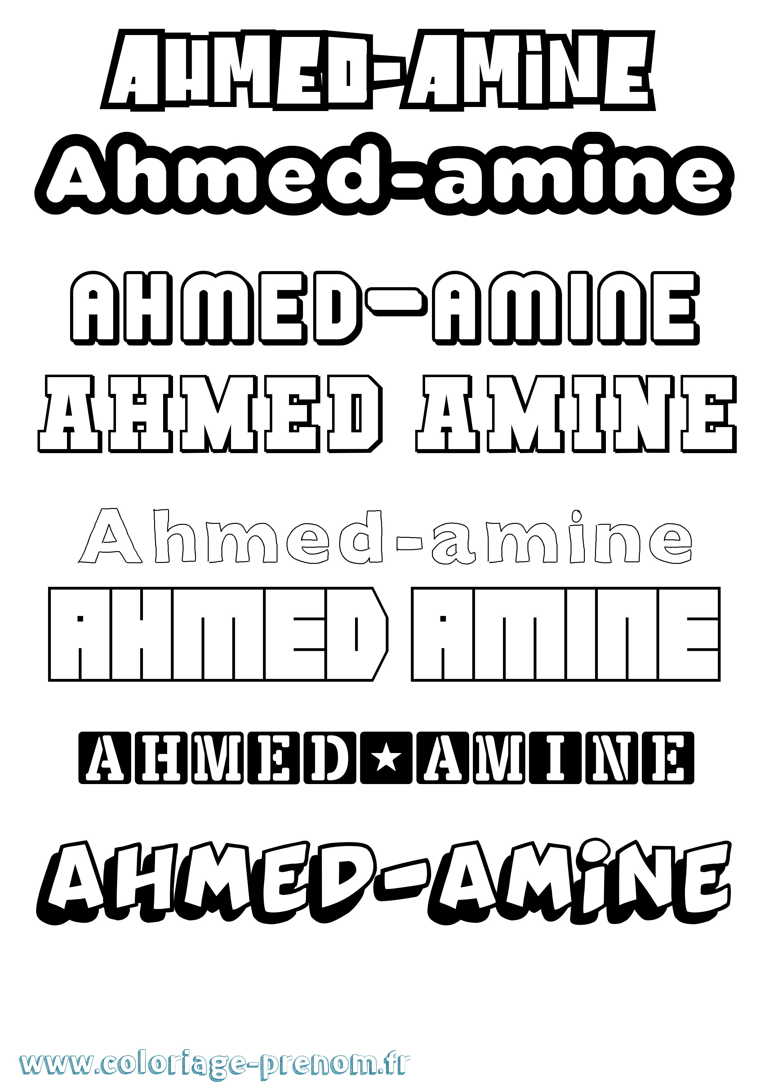 Coloriage prénom Ahmed-Amine Simple