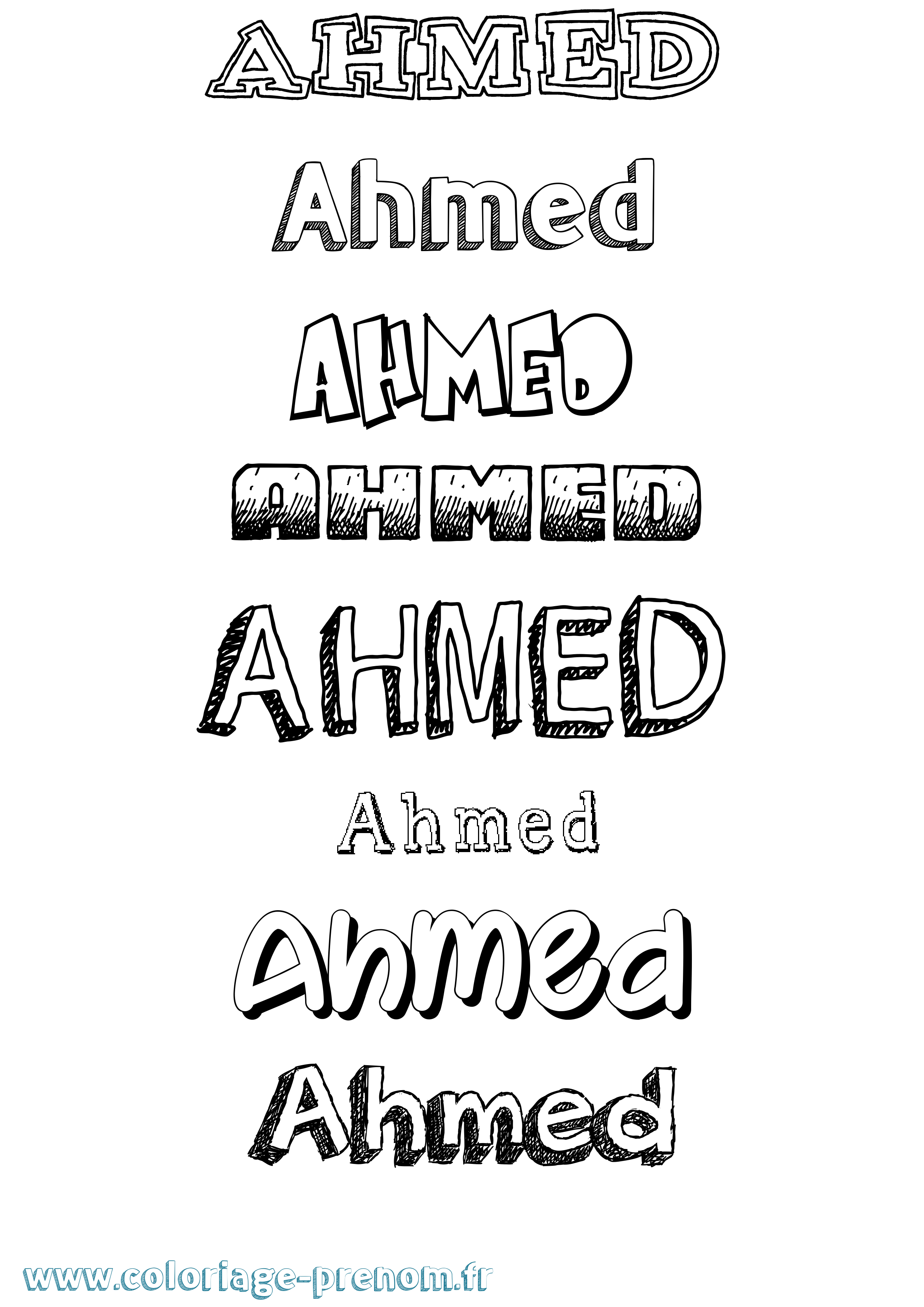 Coloriage prénom Ahmed Dessiné