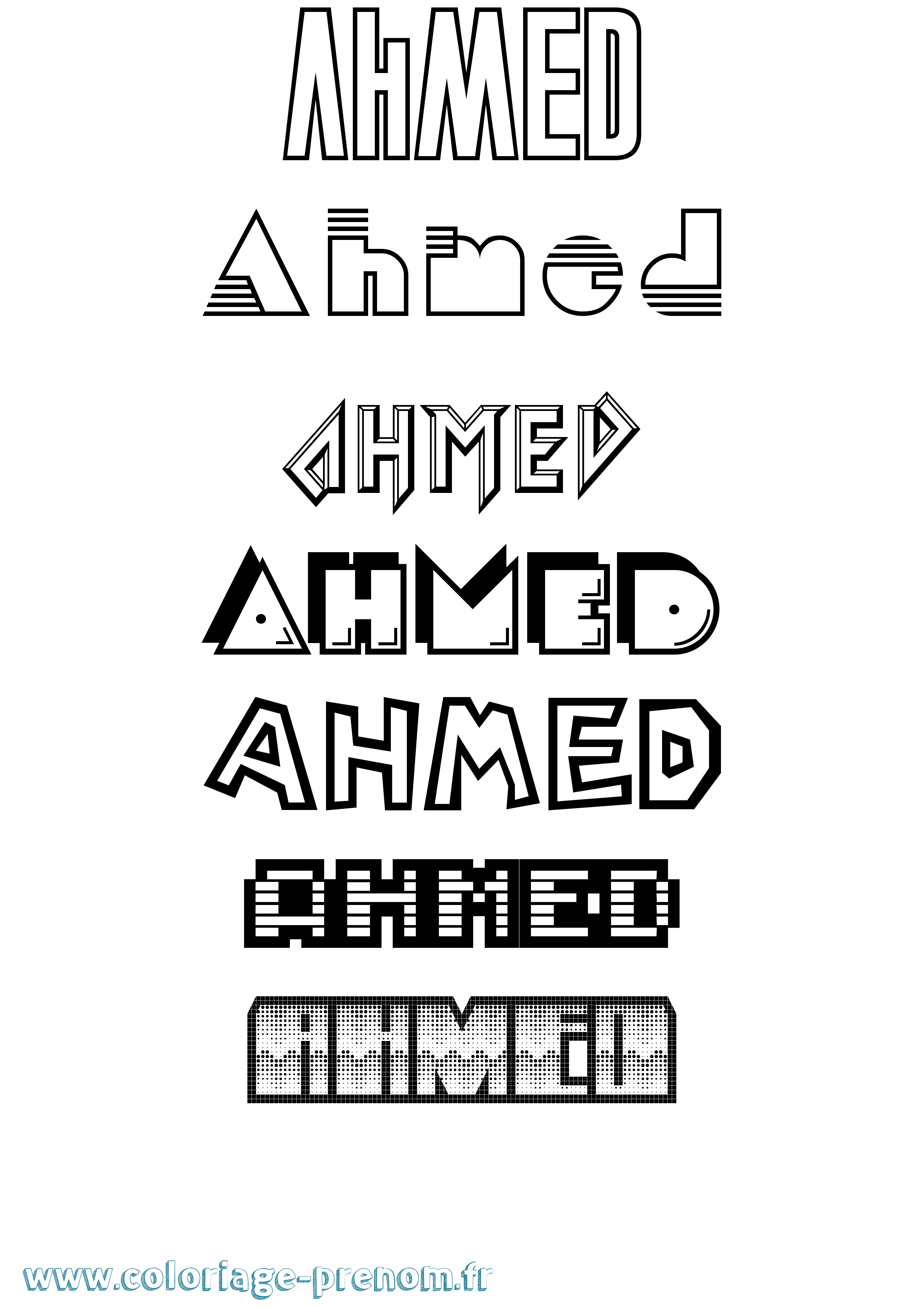 Coloriage prénom Ahmed Jeux Vidéos