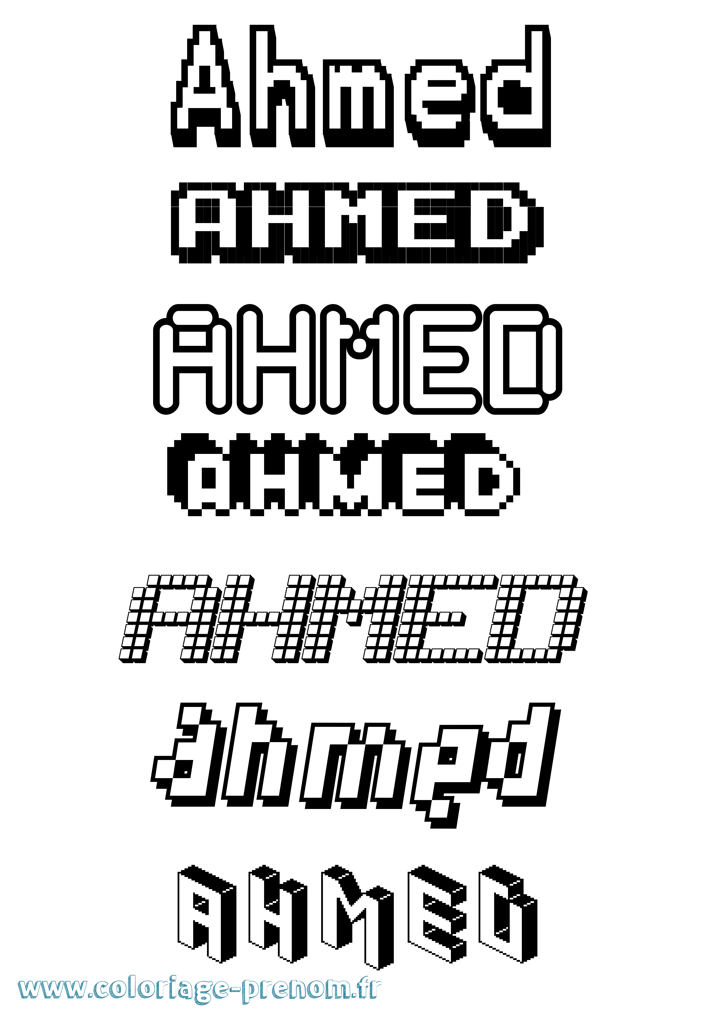Coloriage prénom Ahmed Pixel