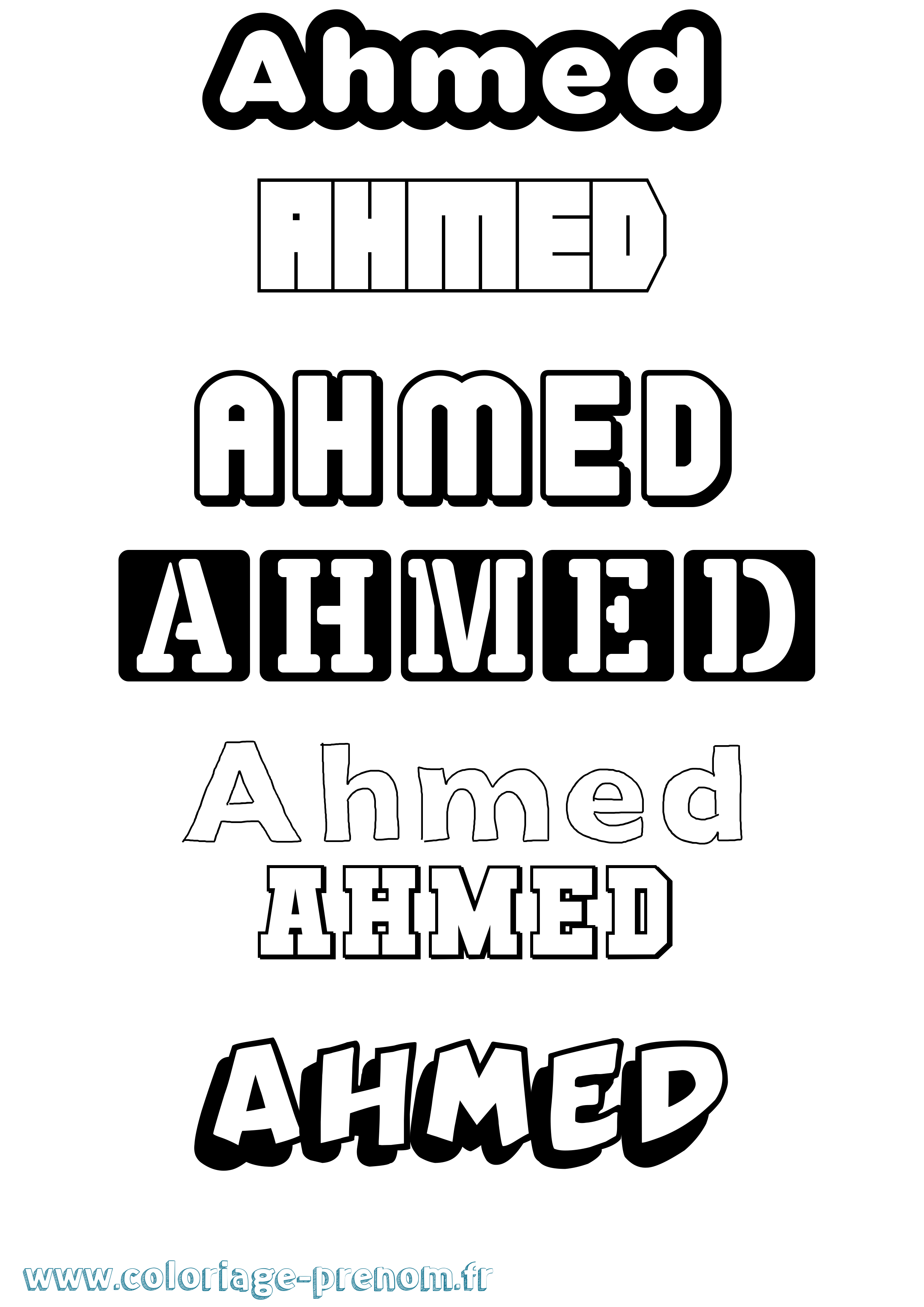Coloriage prénom Ahmed Simple