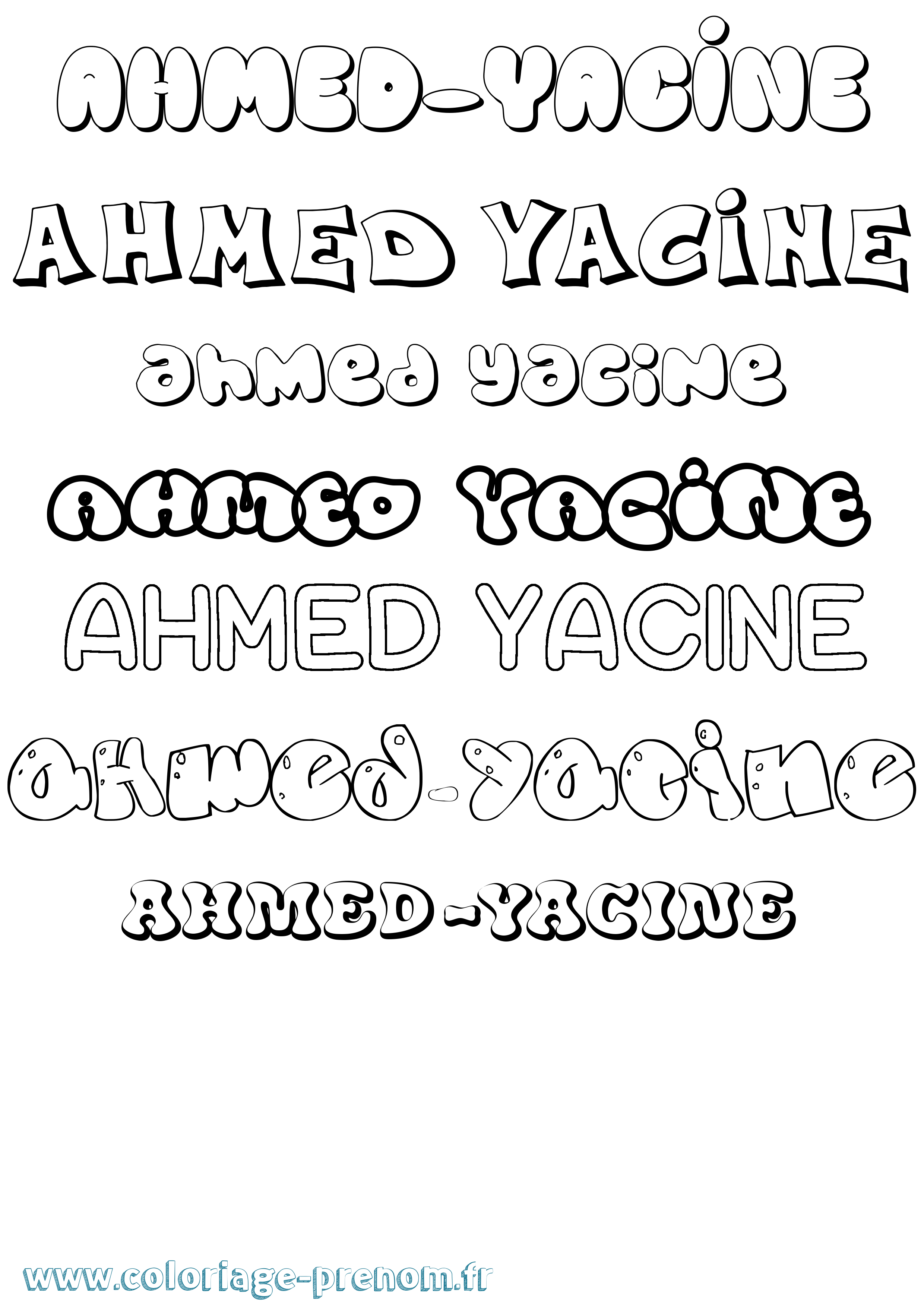 Coloriage prénom Ahmed-Yacine Bubble