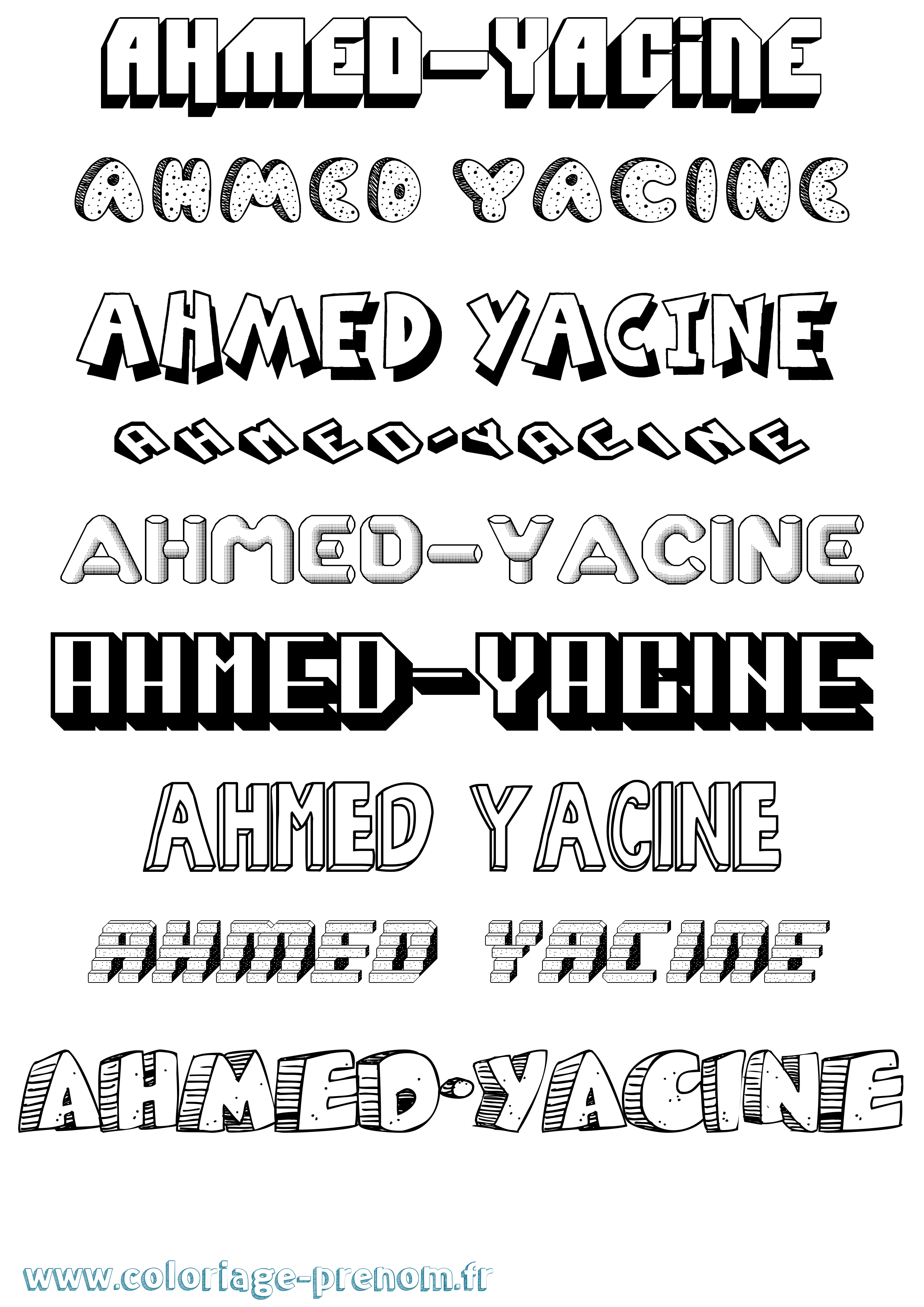 Coloriage prénom Ahmed-Yacine Effet 3D