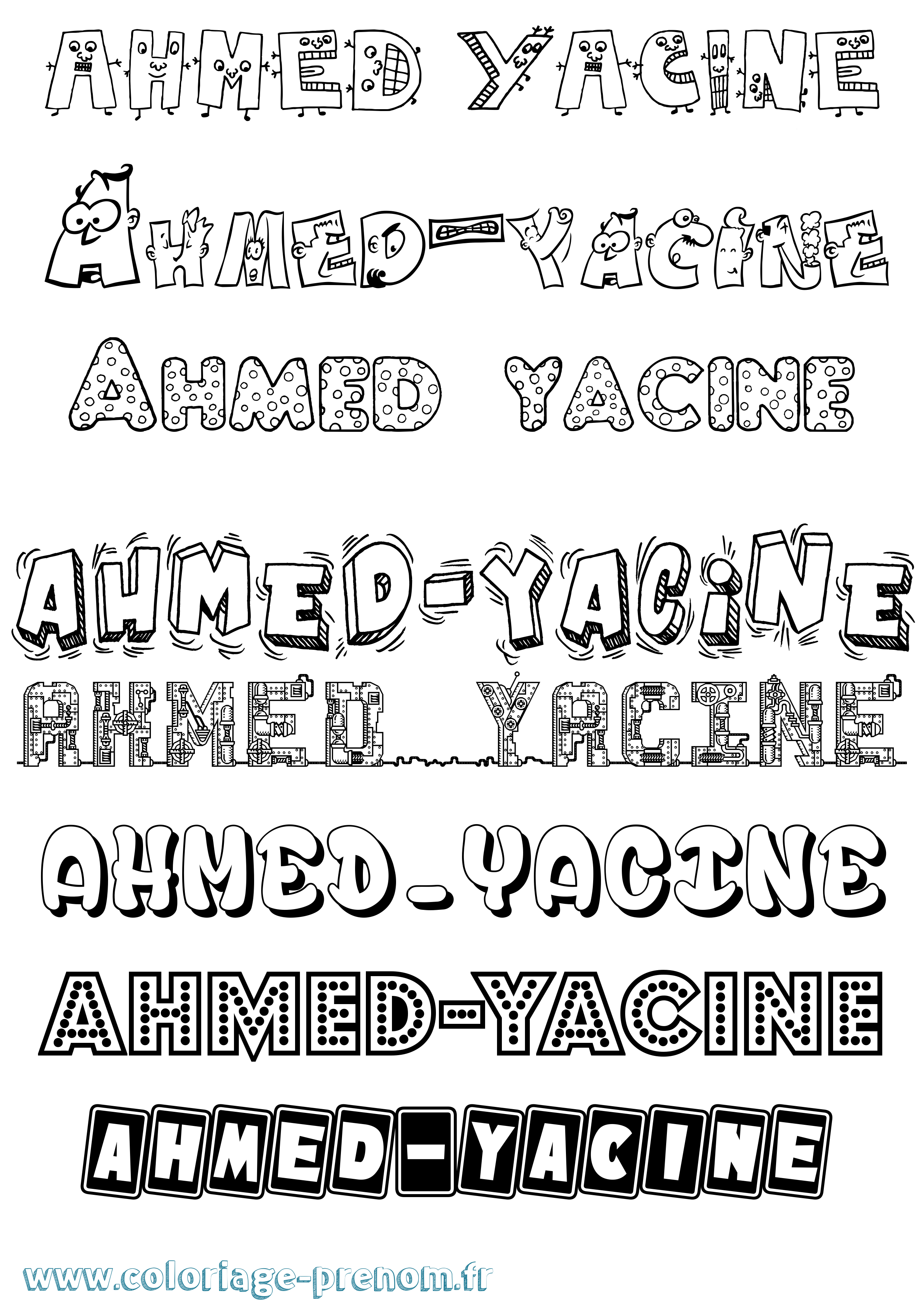 Coloriage prénom Ahmed-Yacine Fun