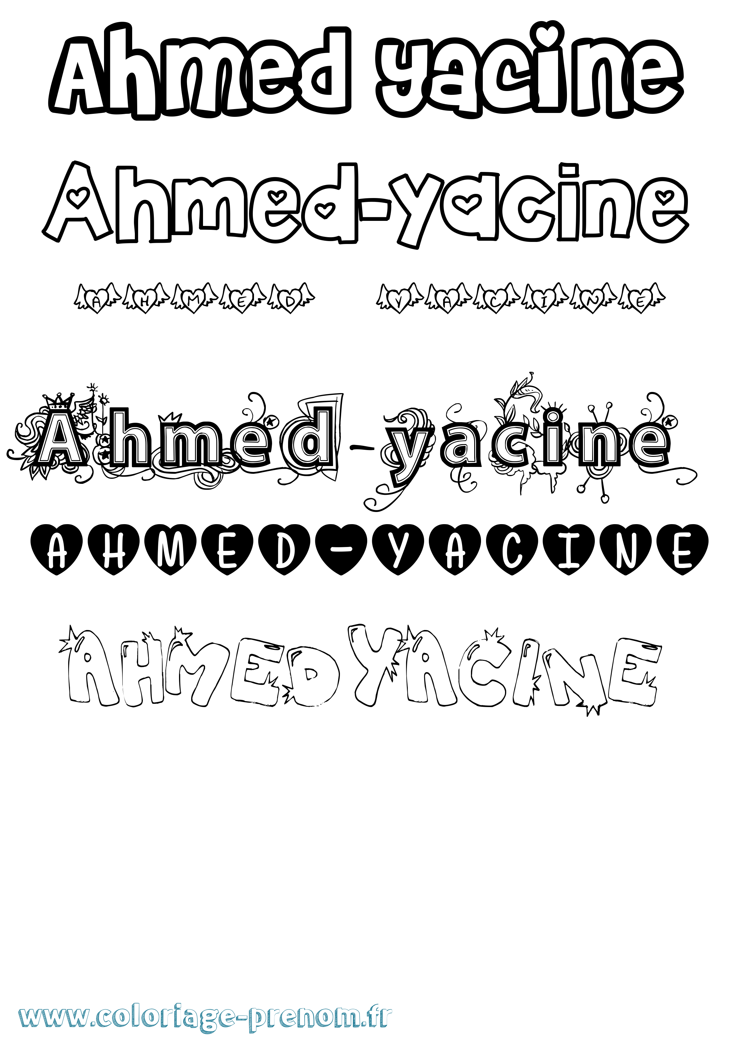 Coloriage prénom Ahmed-Yacine Girly