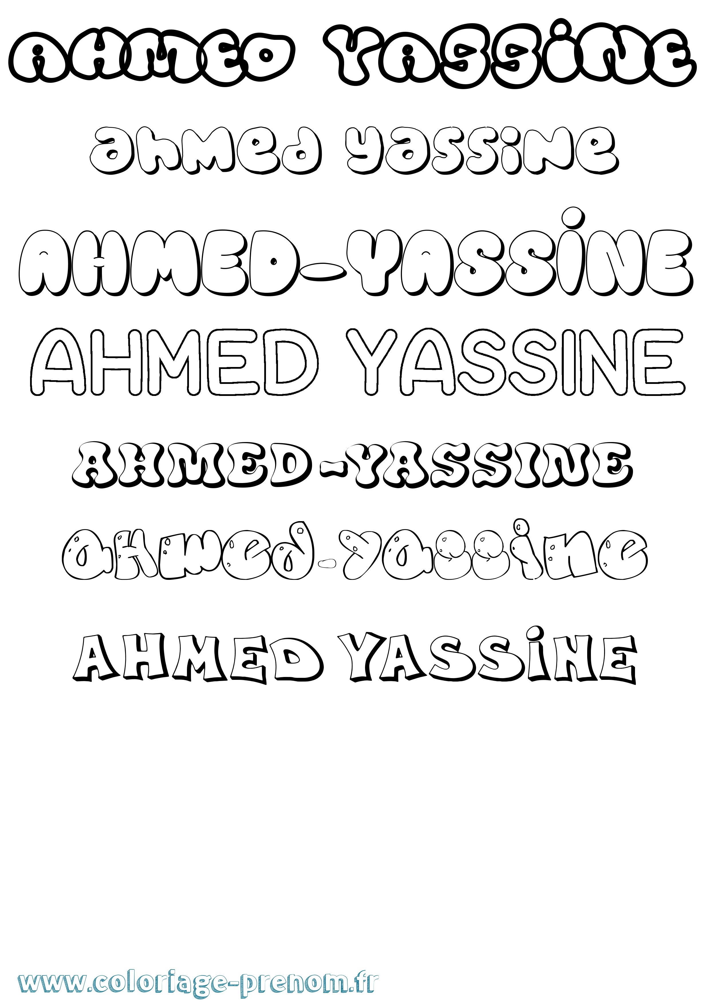Coloriage prénom Ahmed-Yassine Bubble