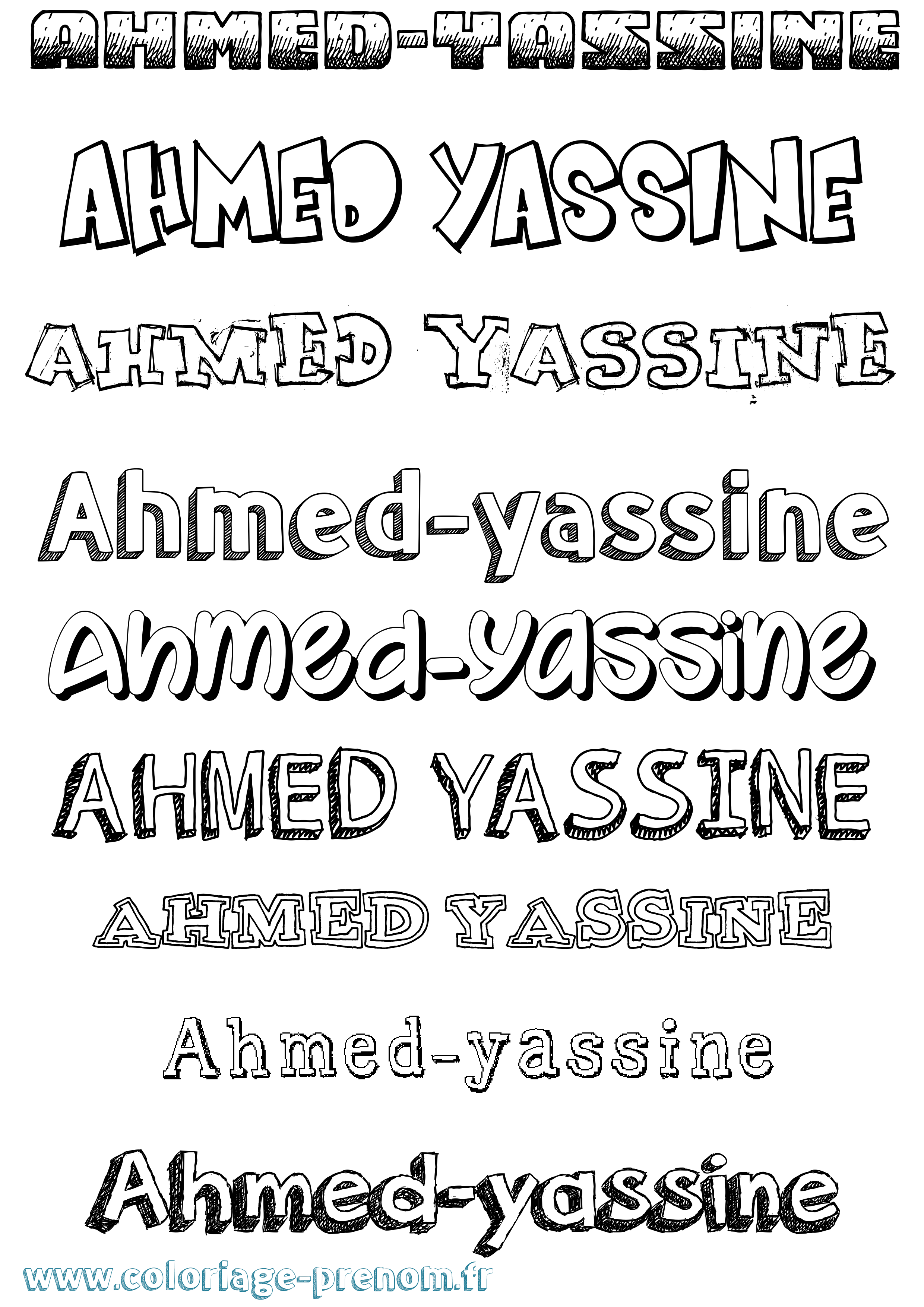 Coloriage prénom Ahmed-Yassine Dessiné