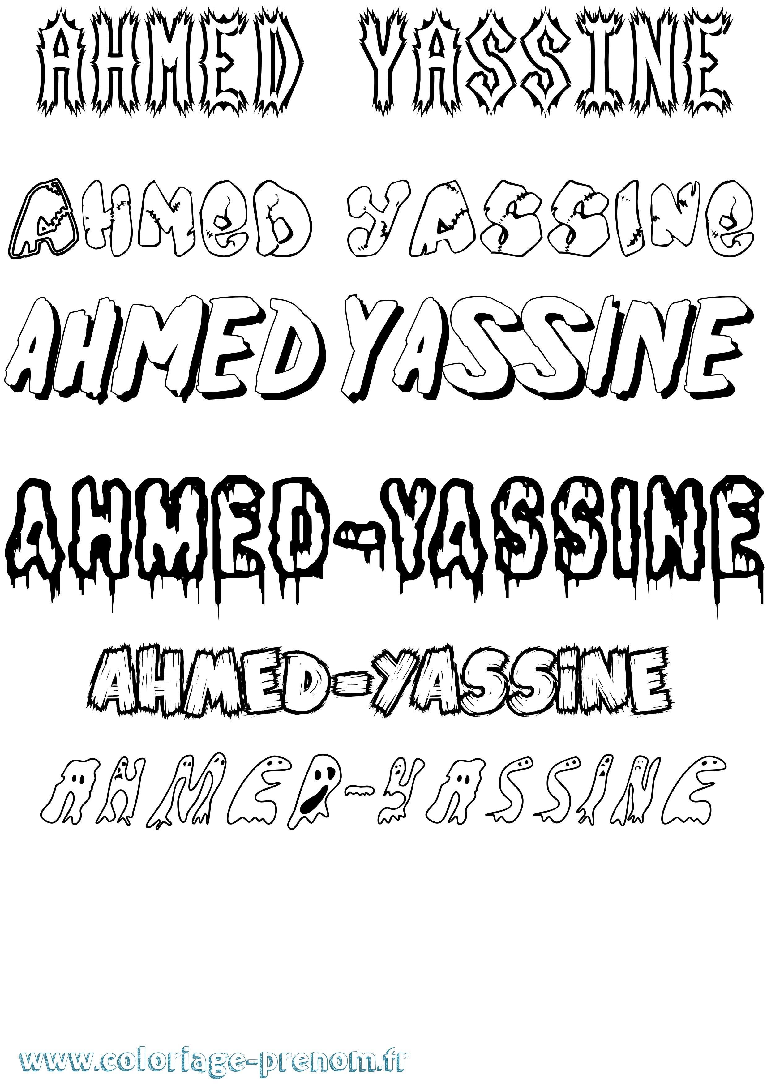 Coloriage prénom Ahmed-Yassine Frisson