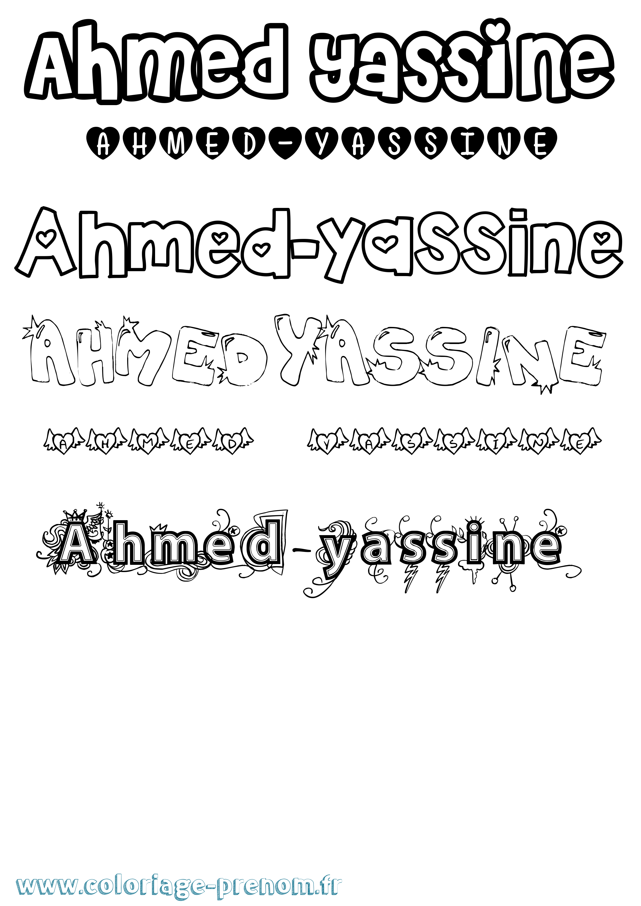 Coloriage prénom Ahmed-Yassine Girly