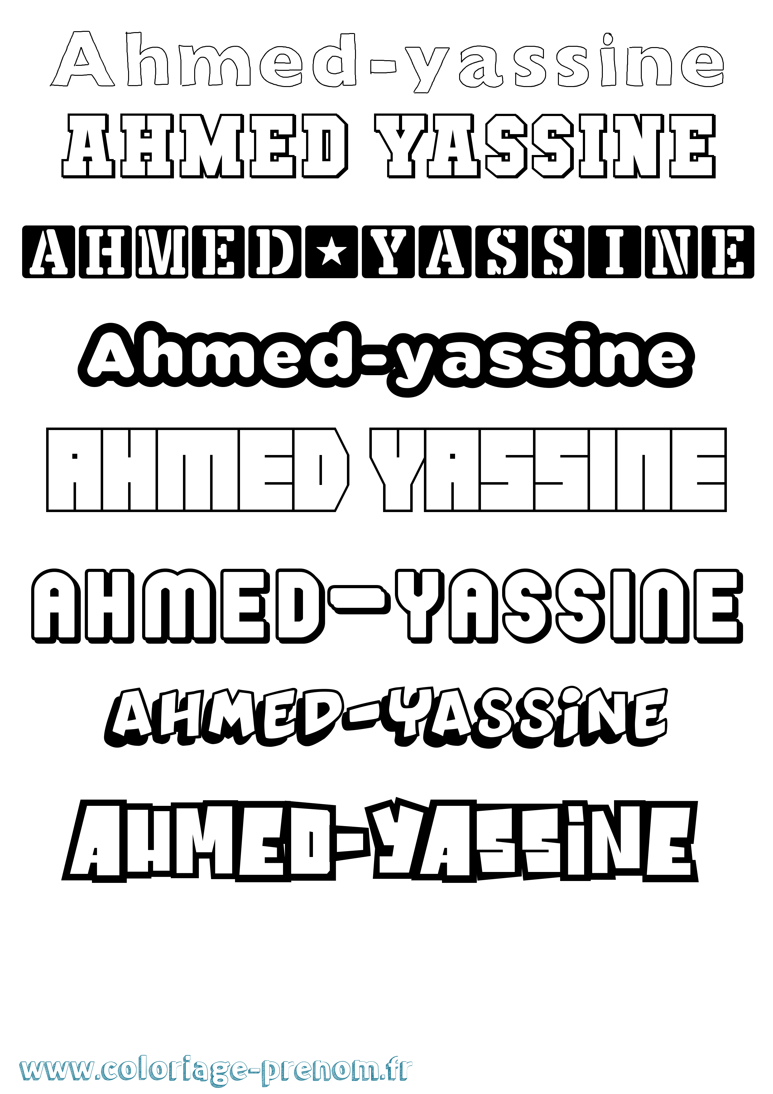 Coloriage prénom Ahmed-Yassine Simple