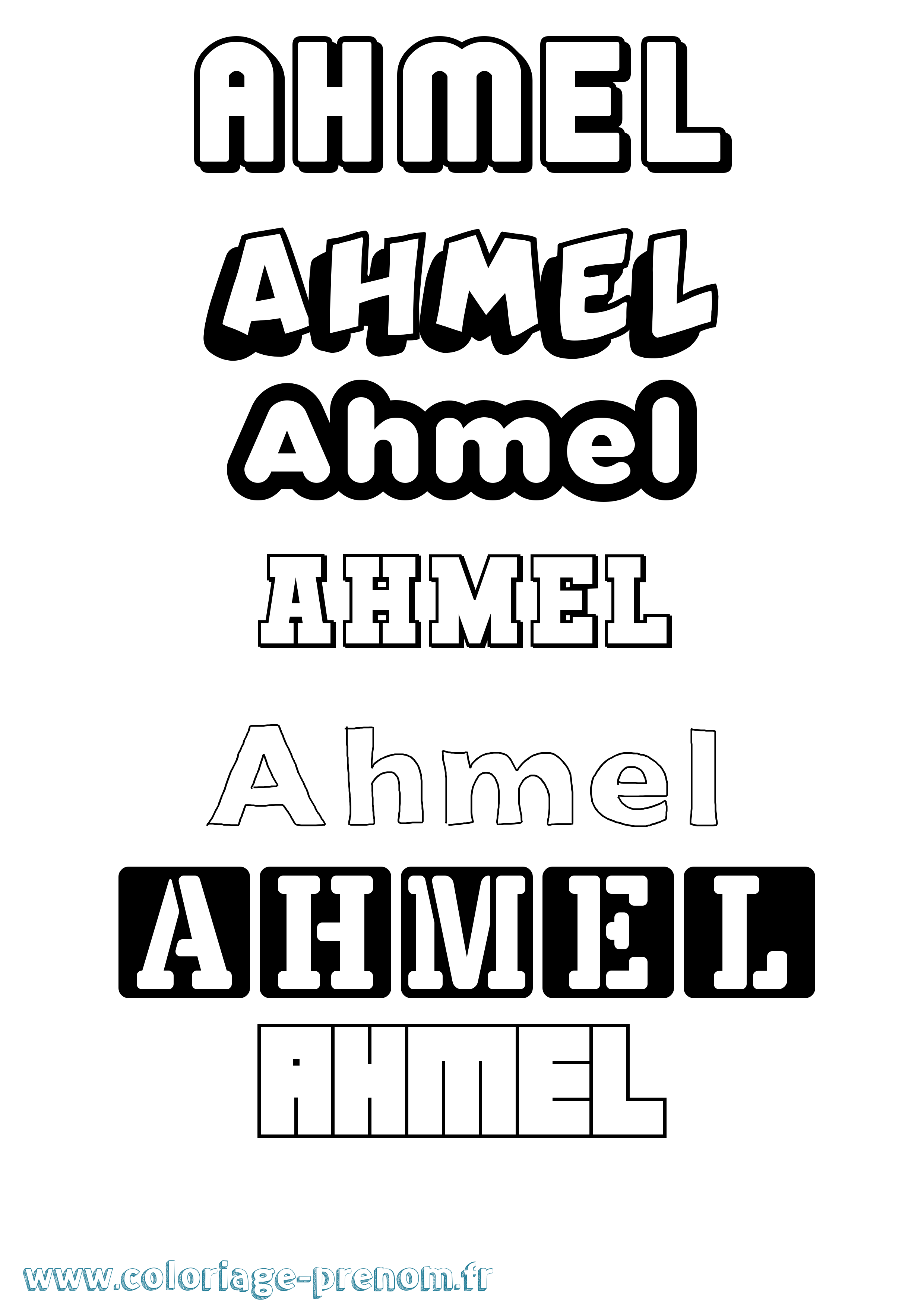 Coloriage prénom Ahmel Simple