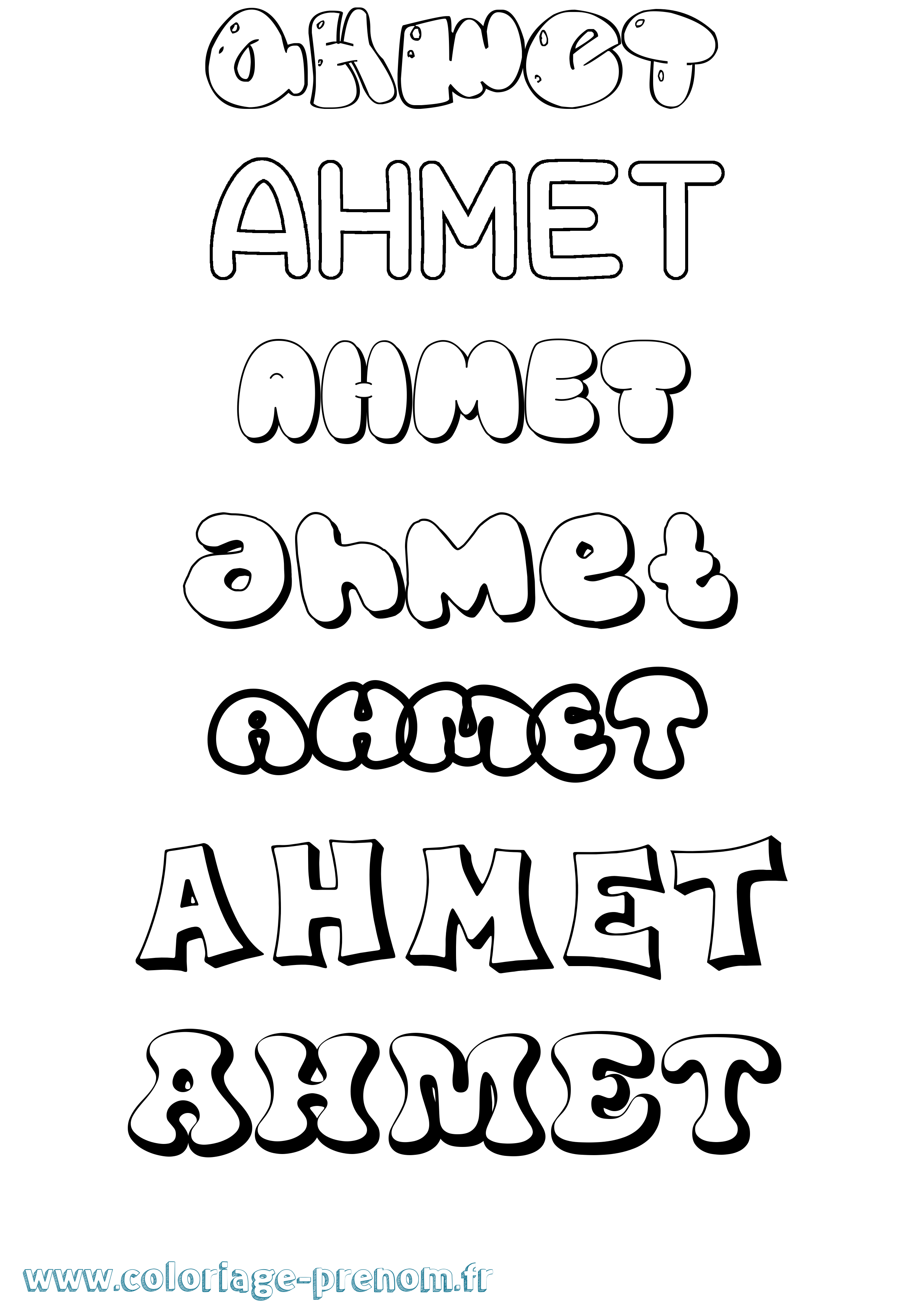 Coloriage prénom Ahmet Bubble