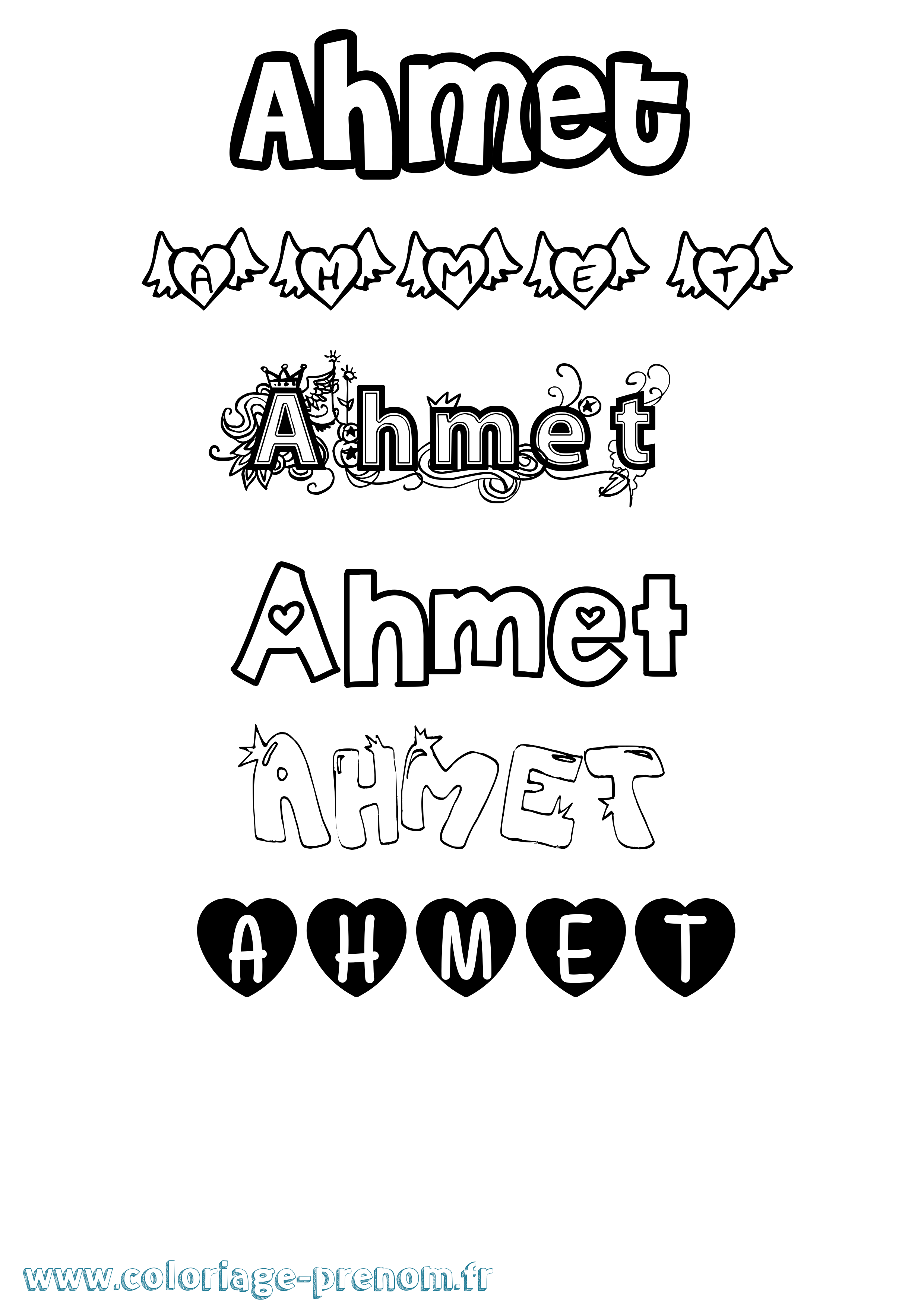 Coloriage prénom Ahmet Girly