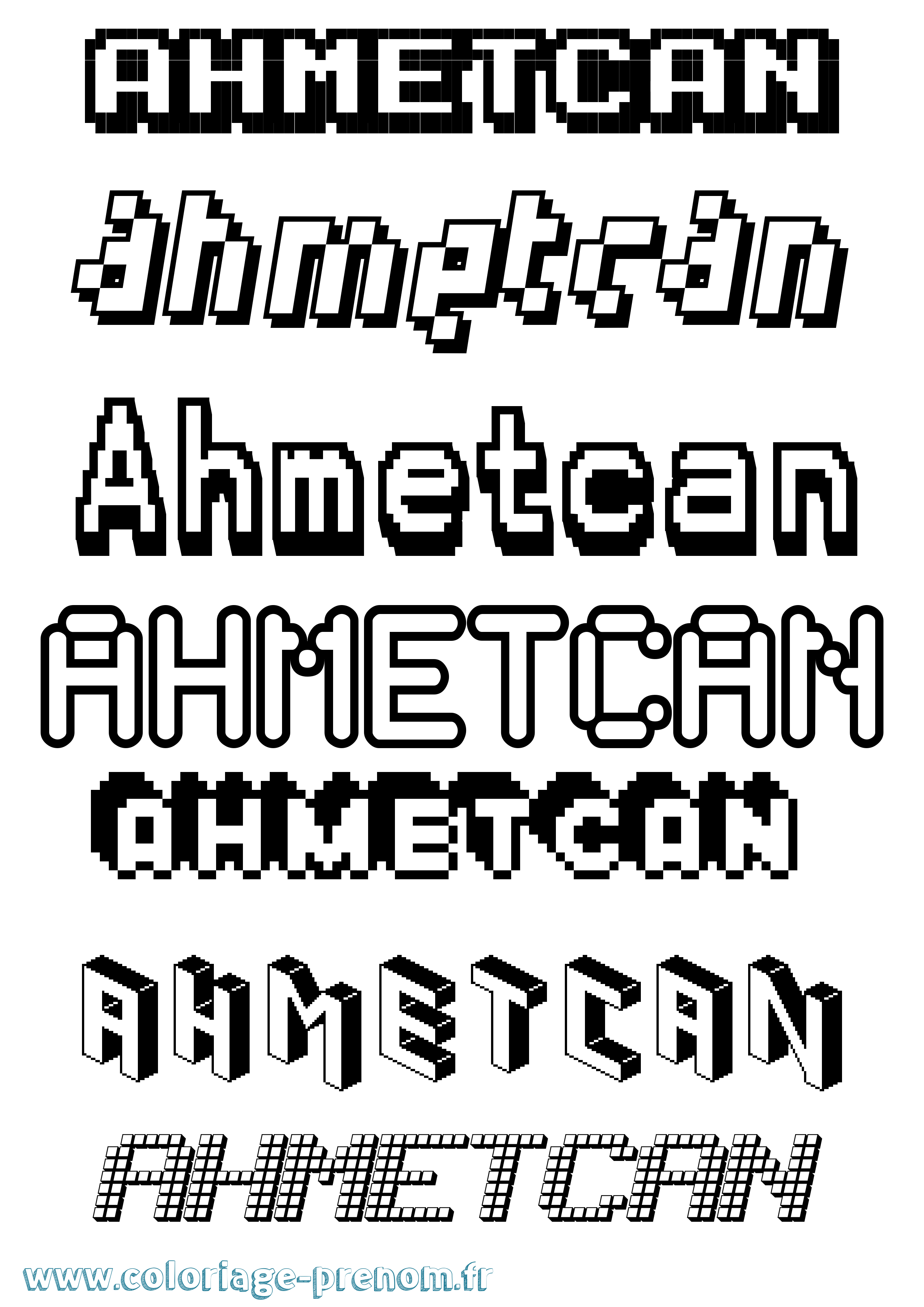 Coloriage prénom Ahmetcan Pixel