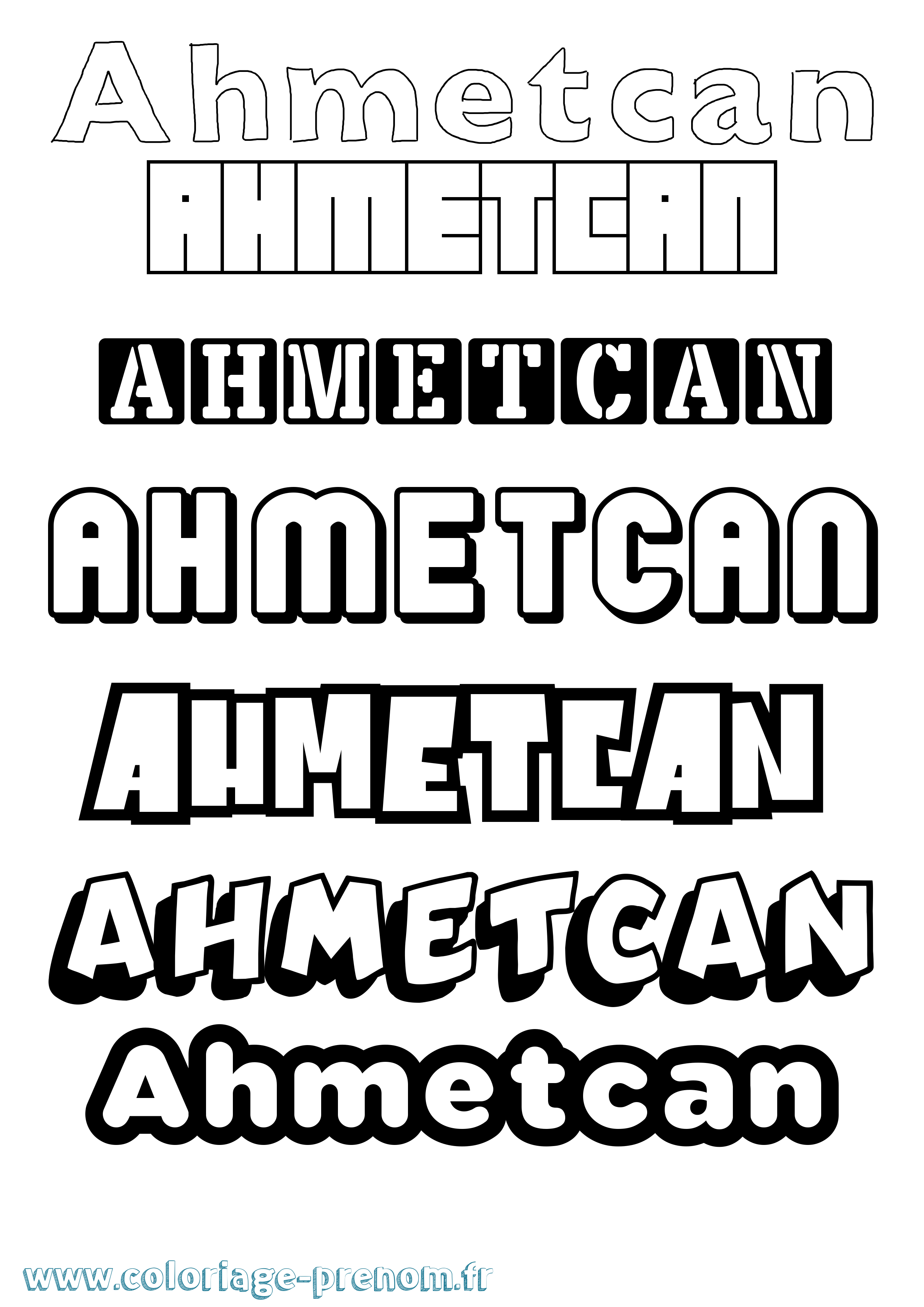 Coloriage prénom Ahmetcan Simple