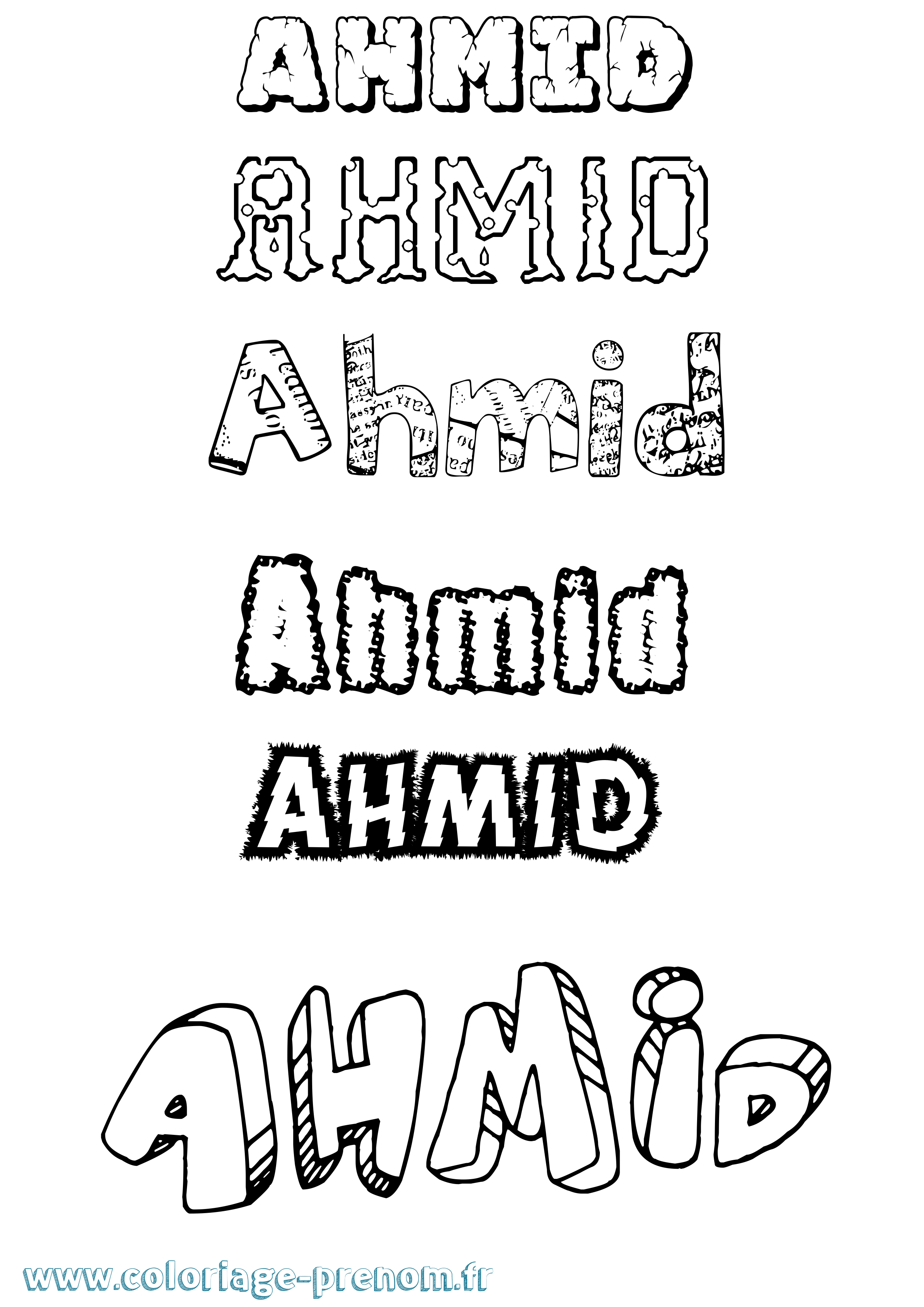 Coloriage prénom Ahmid Destructuré
