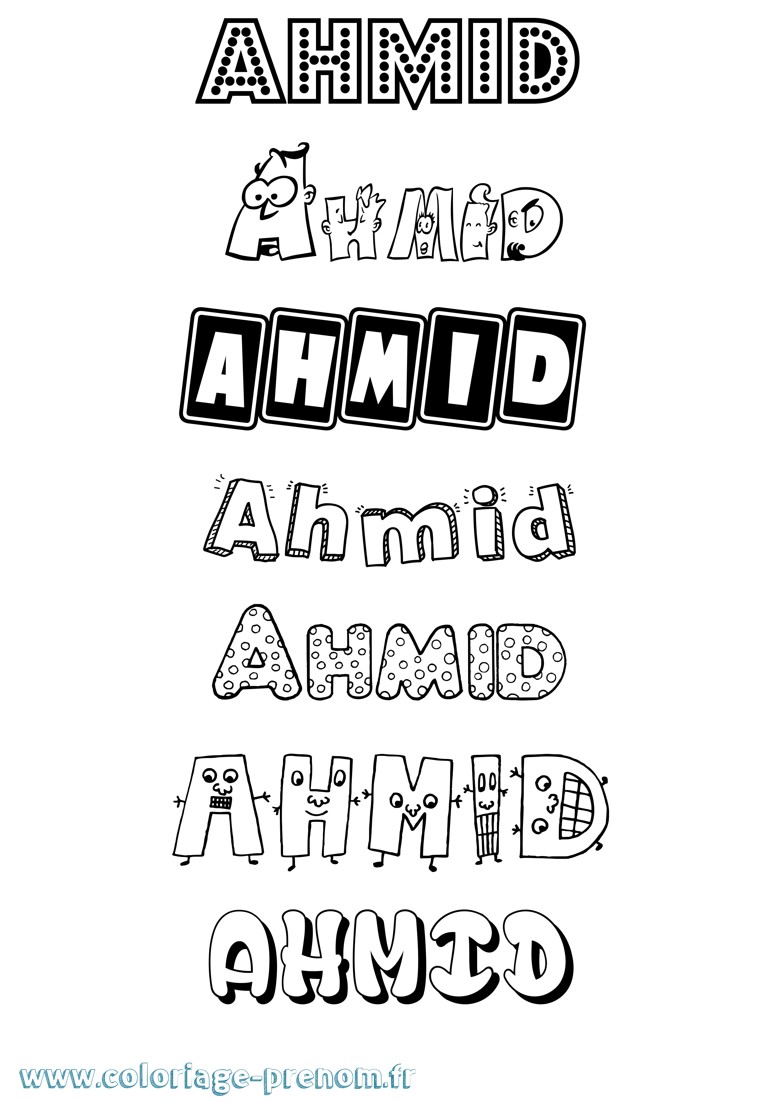 Coloriage prénom Ahmid Fun