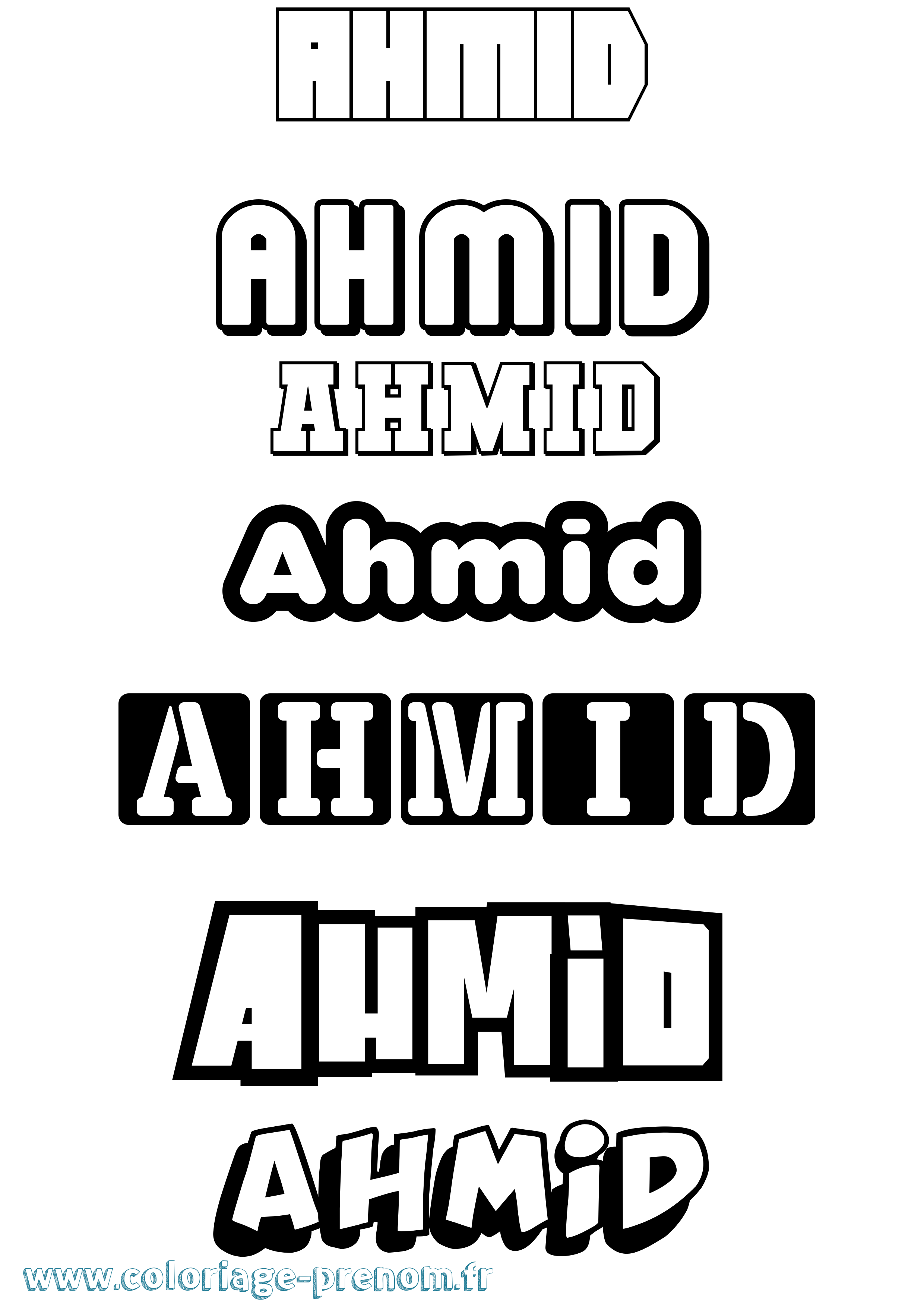 Coloriage prénom Ahmid Simple