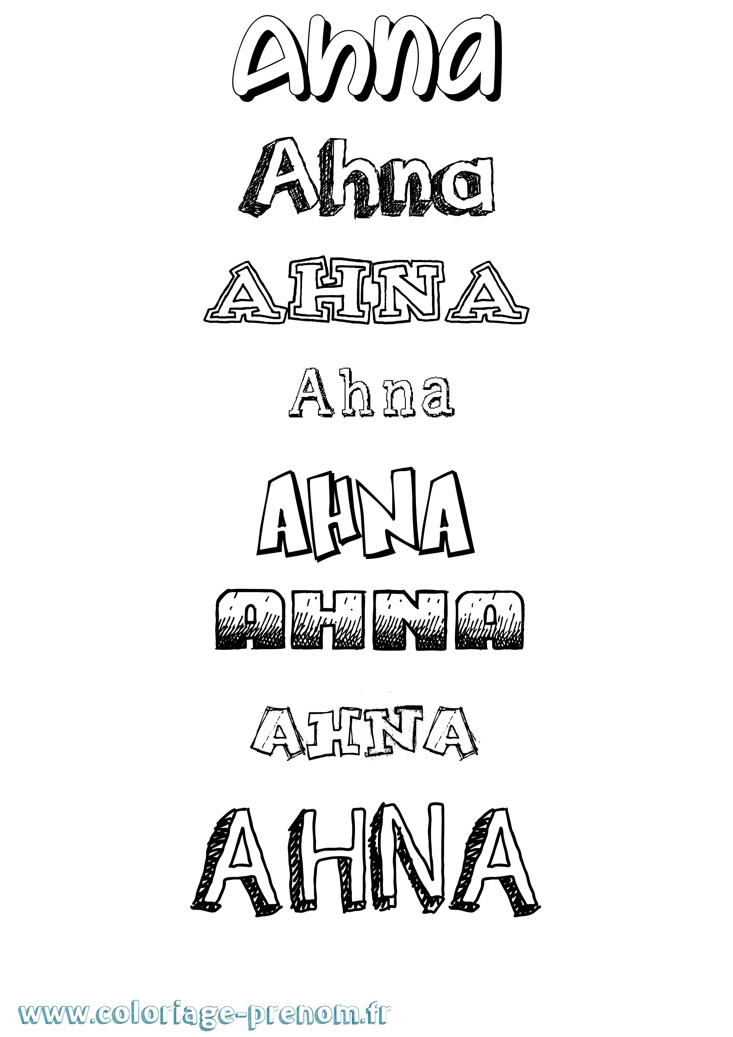 Coloriage prénom Ahna Dessiné