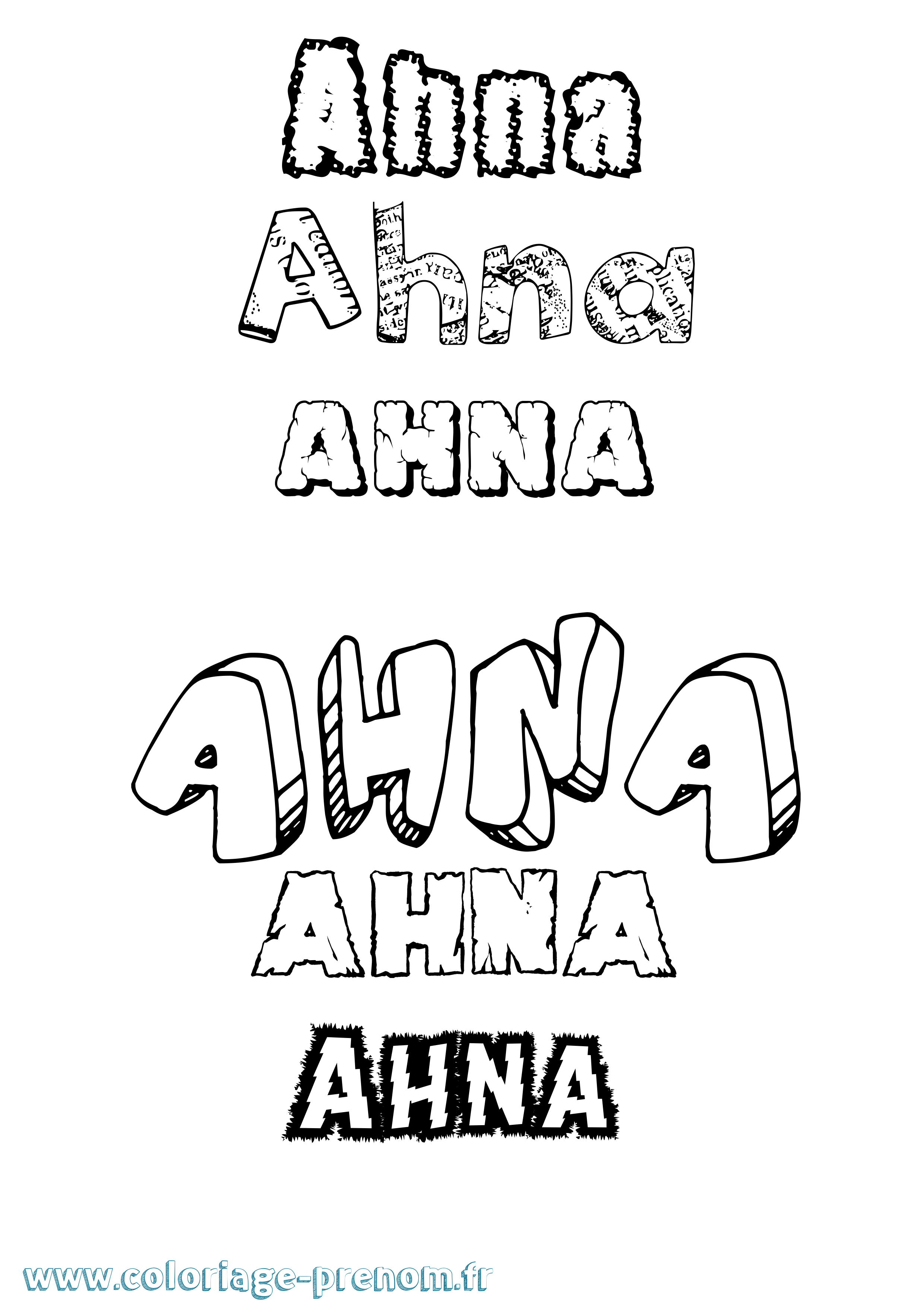 Coloriage prénom Ahna Destructuré
