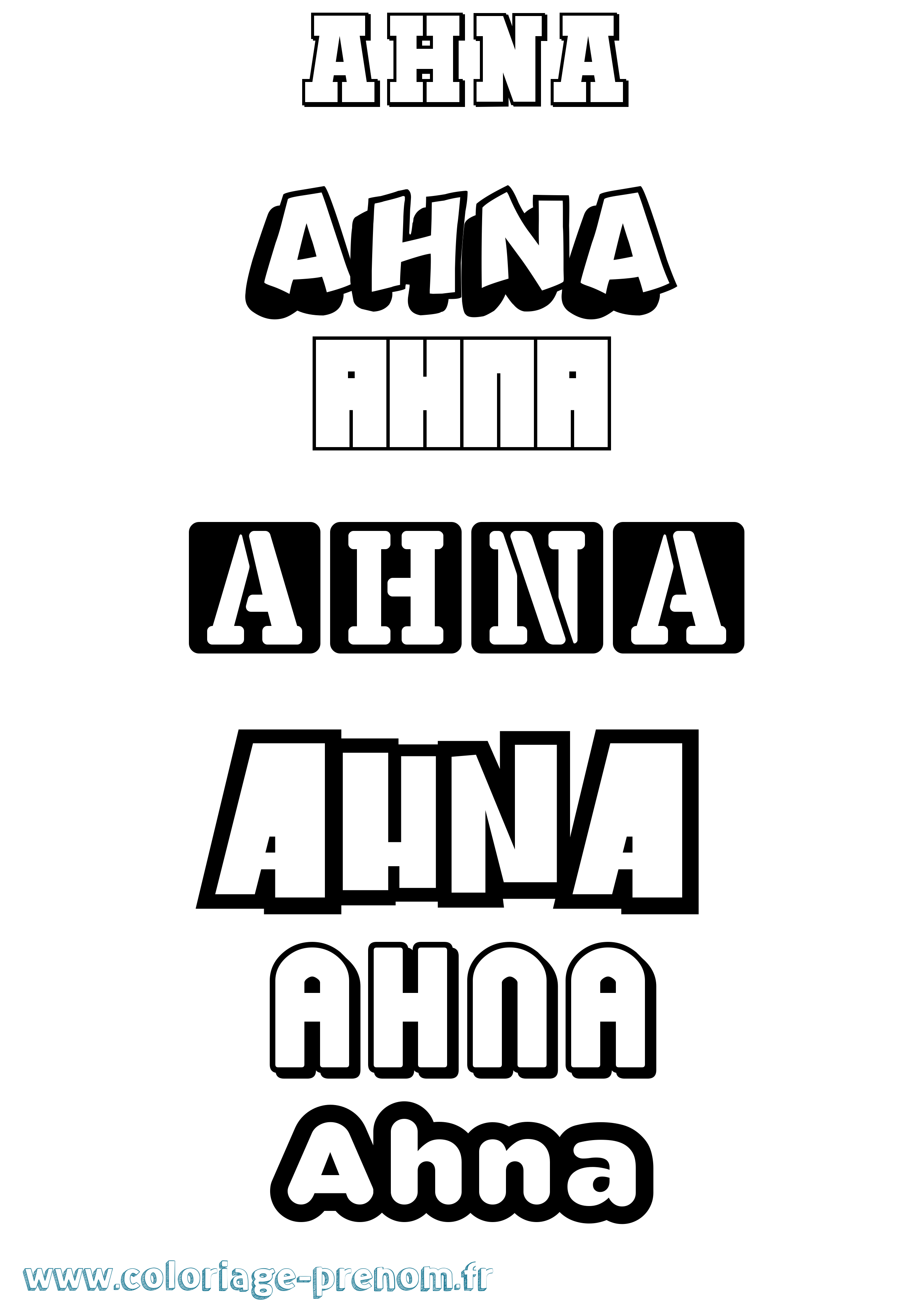 Coloriage prénom Ahna Simple
