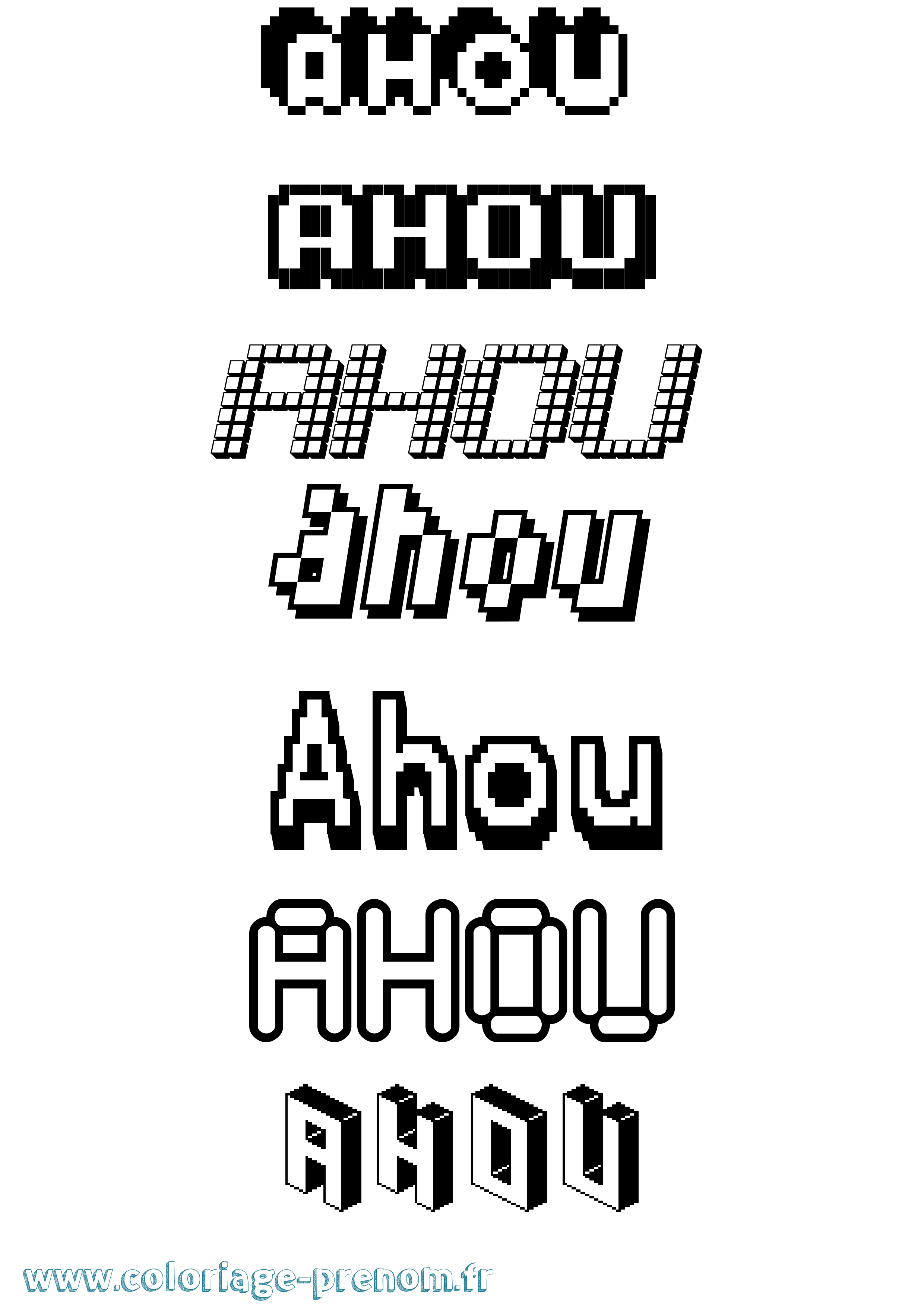 Coloriage prénom Ahou Pixel