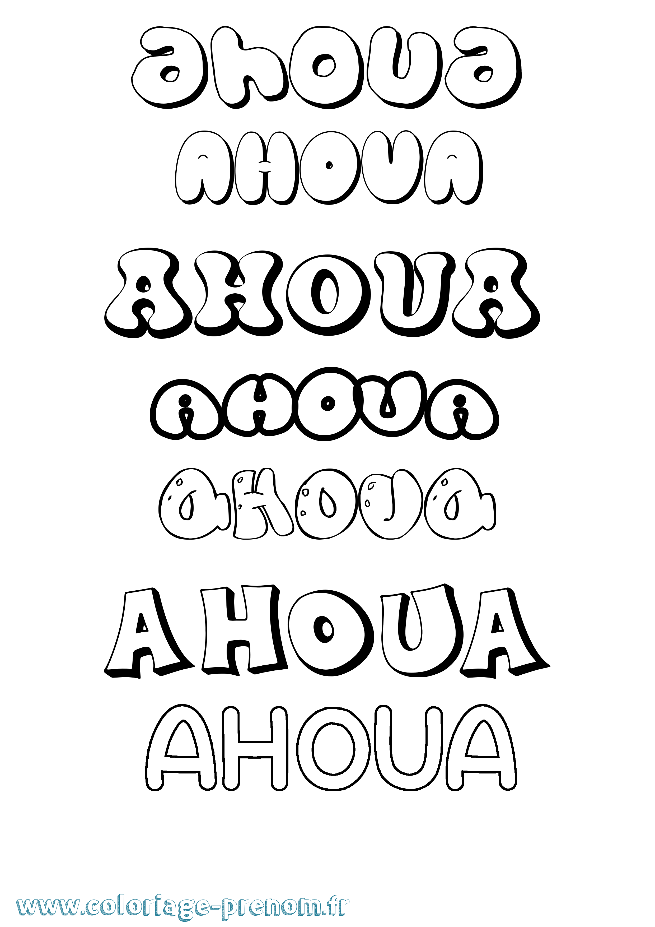 Coloriage Ahoua Bubble Coloriage prénom Ahoua Bubble
