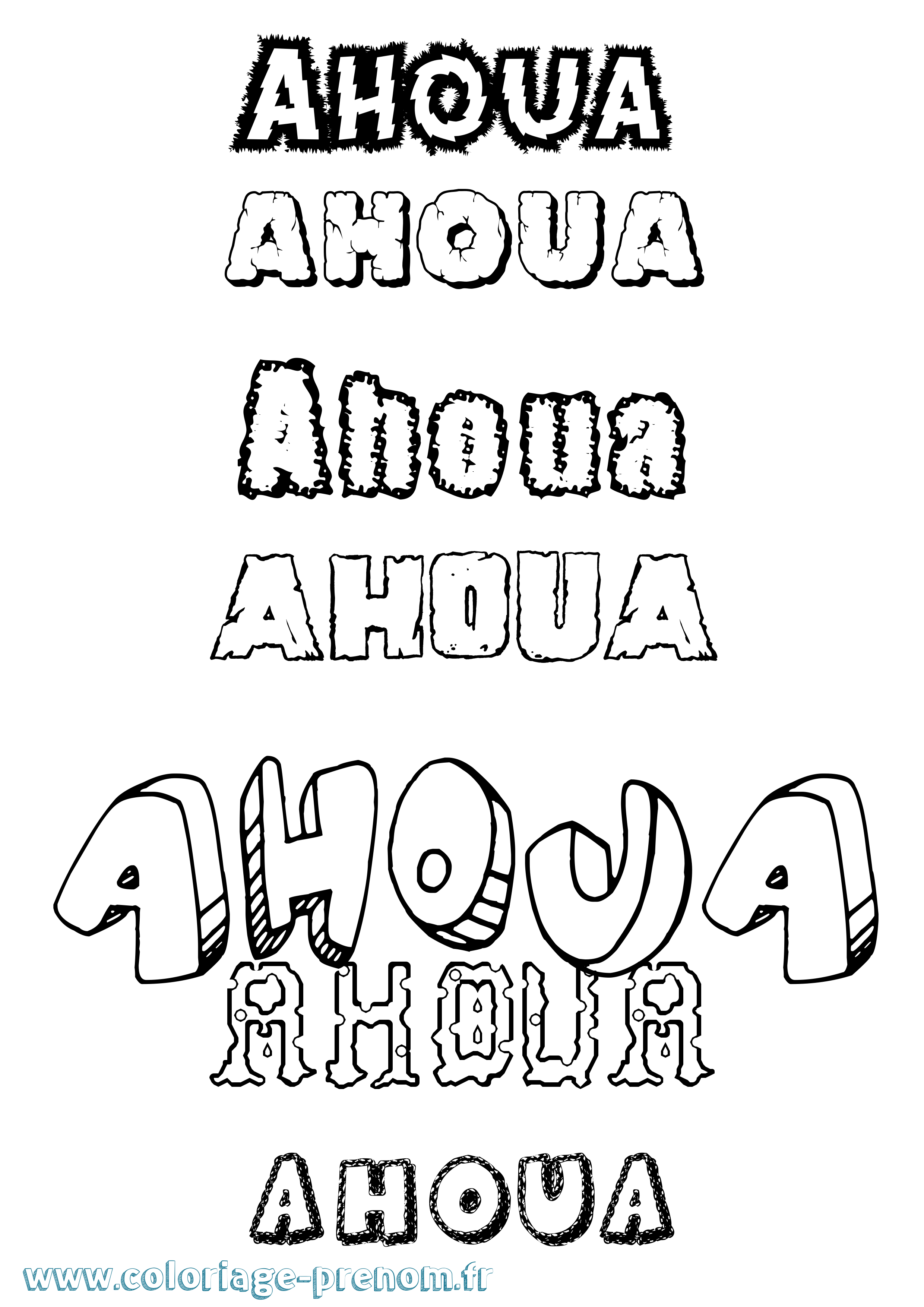Coloriage Ahoua Destructuré Coloriage prénom Ahoua Destructuré