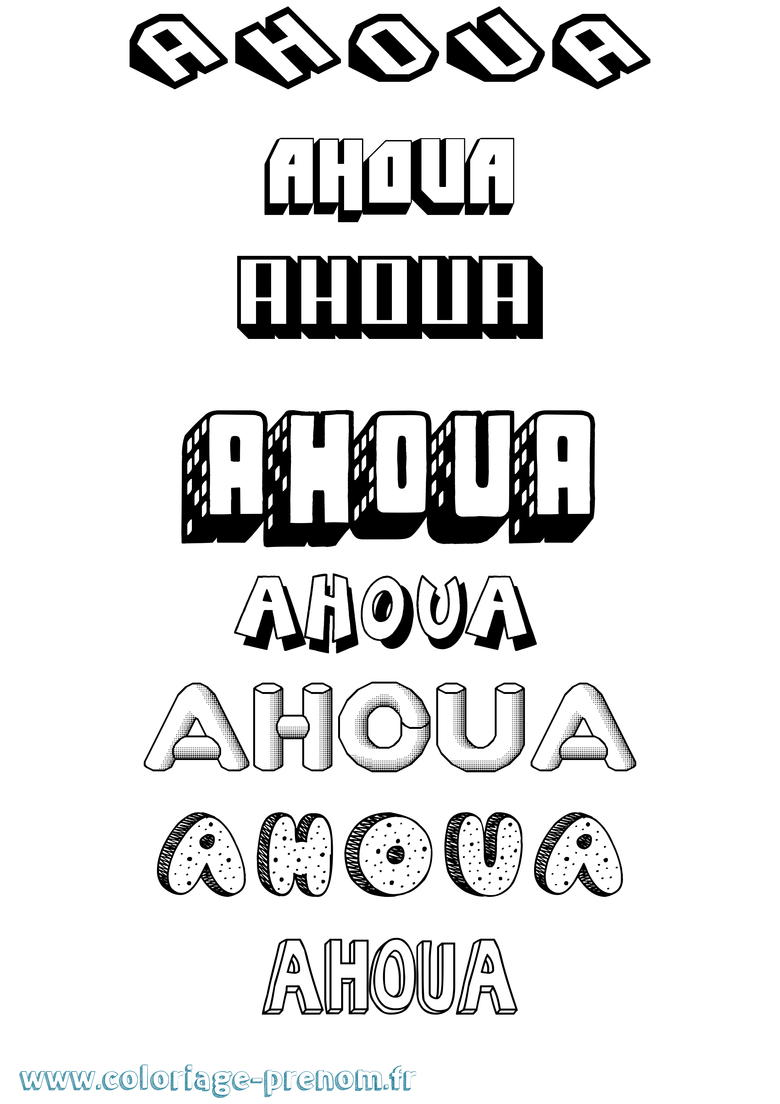 Coloriage Ahoua Effet 3D Coloriage prénom Ahoua Effet 3D