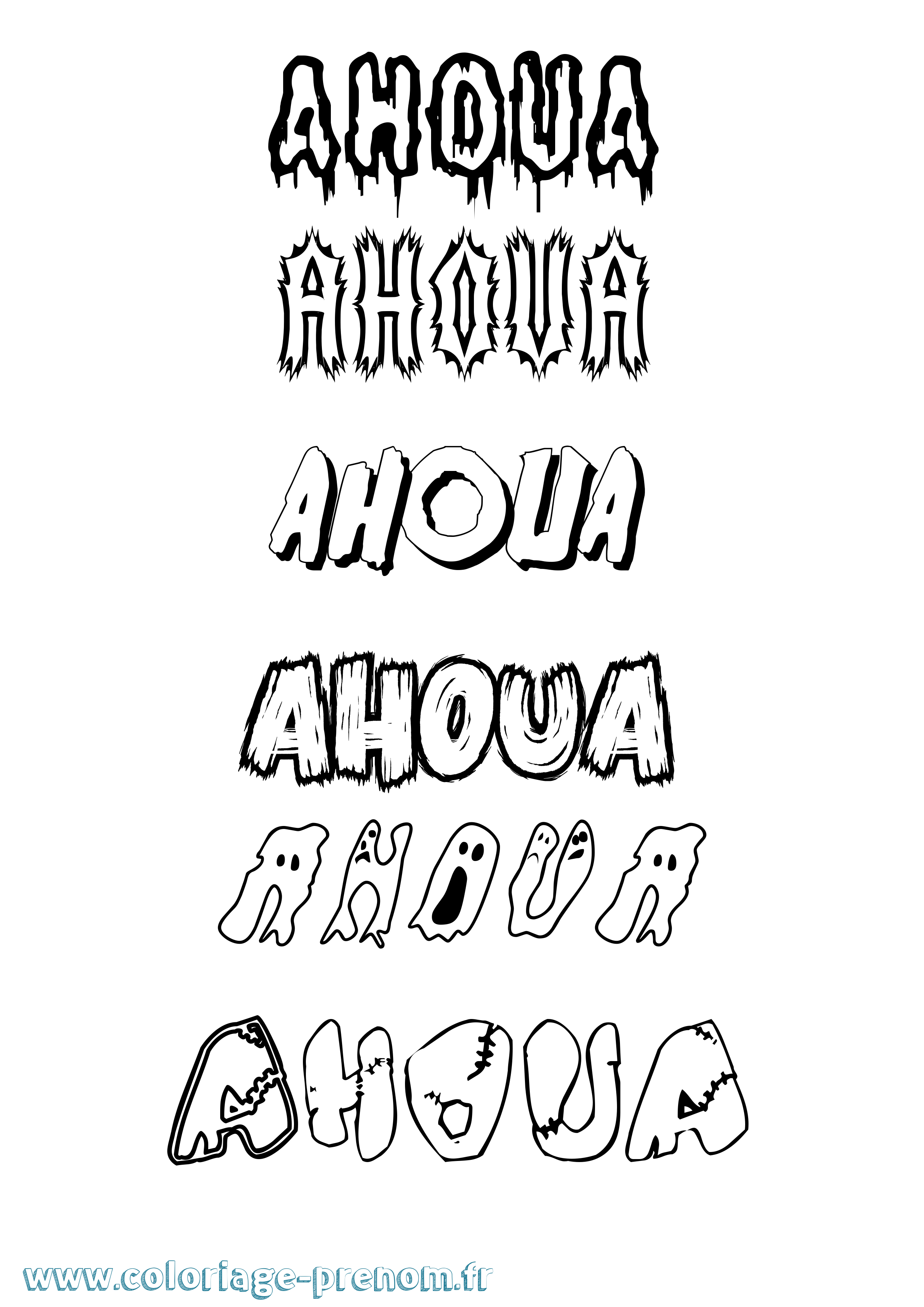 Coloriage Ahoua Frisson Coloriage prénom Ahoua Frisson