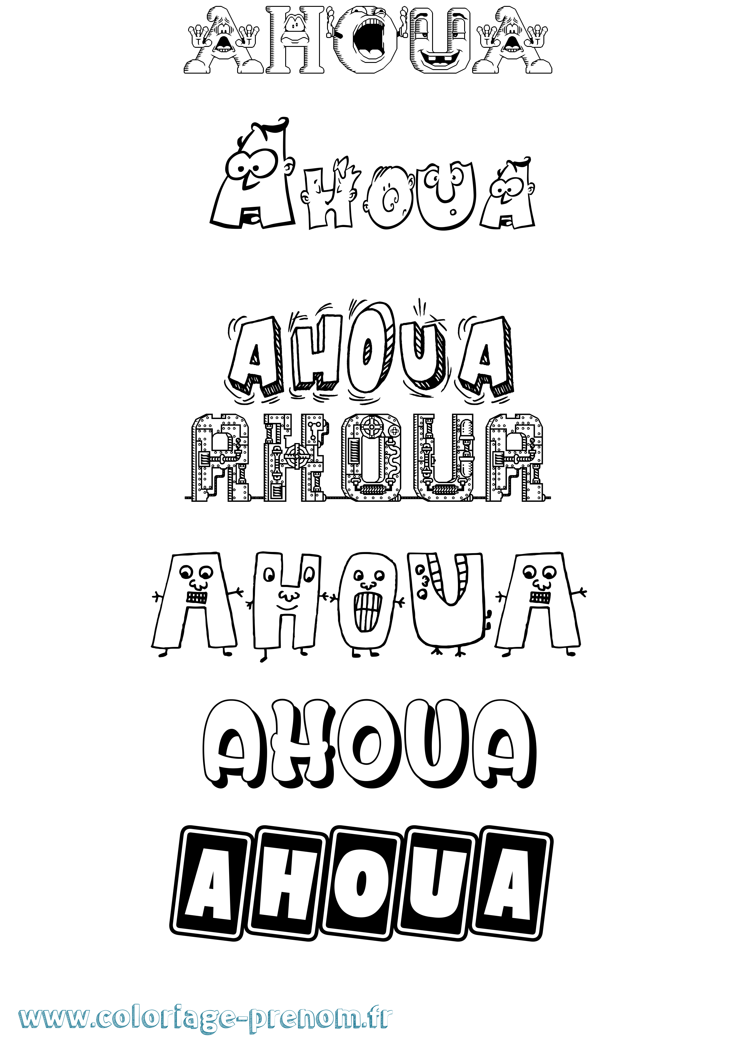 Coloriage Ahoua Fun Coloriage prénom Ahoua Fun