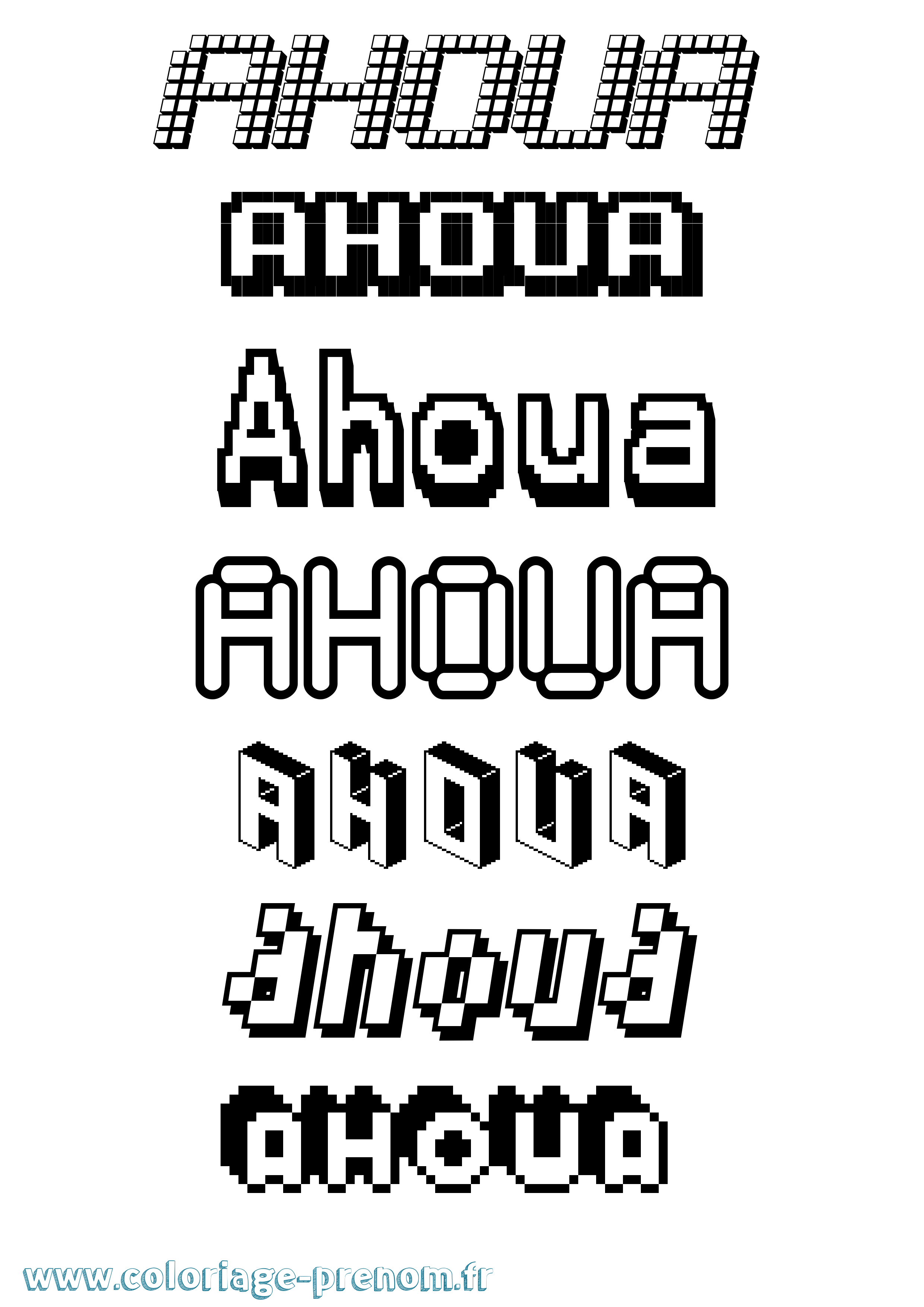 Coloriage Ahoua Pixel Coloriage prénom Ahoua Pixel